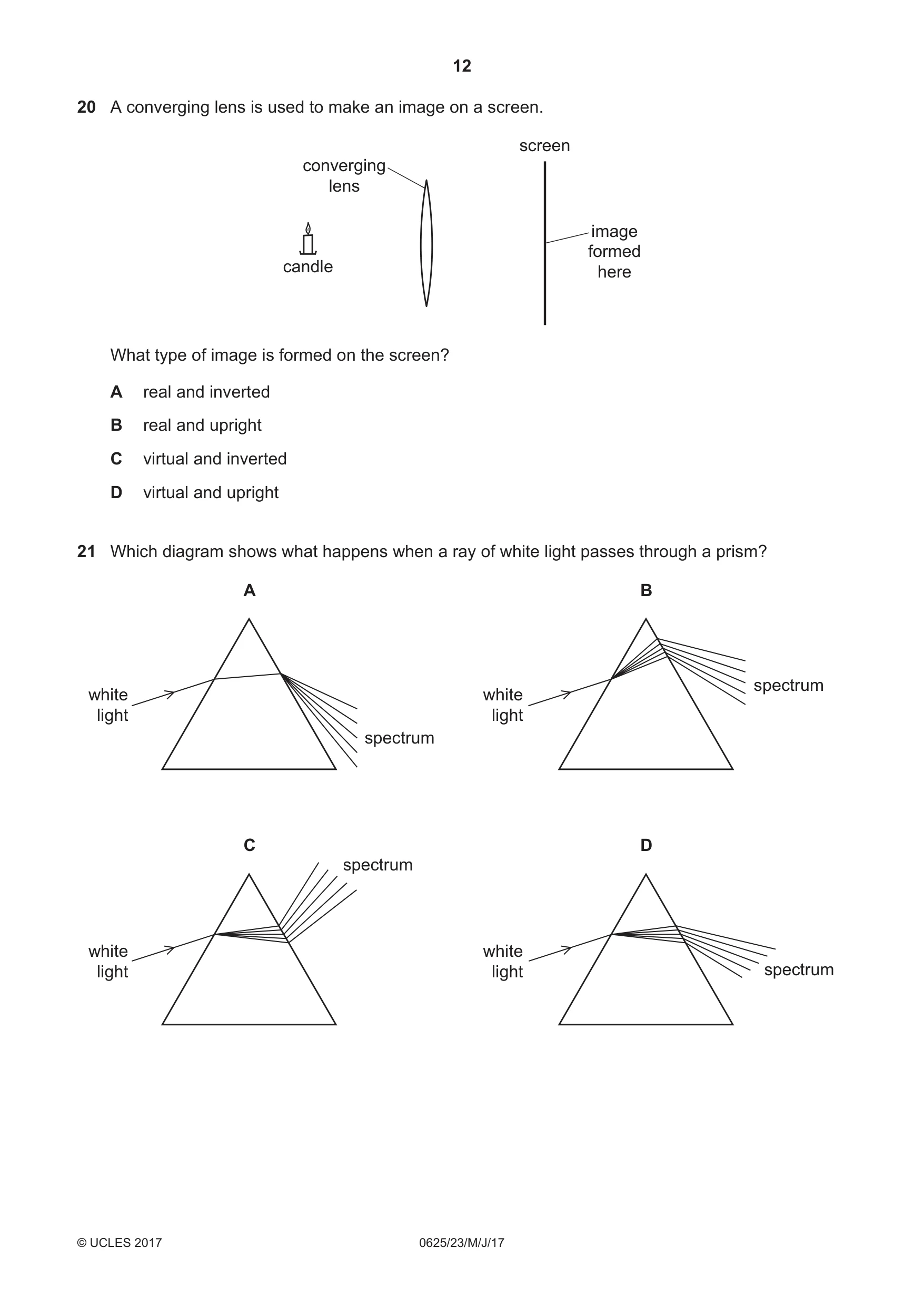 Cambridge IGCSE Physics 0625 2017 May/June Paper 2 · Variant 3 question paper, page 12 of 20