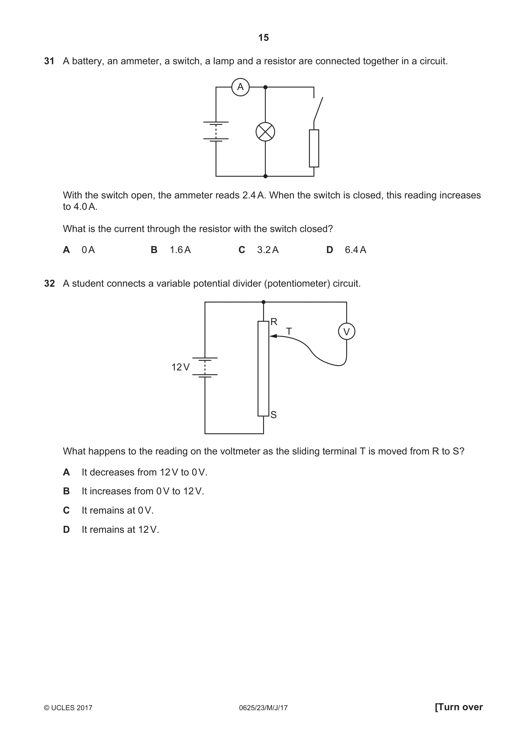 Cambridge IGCSE Physics 0625 2017 May/June Paper 2 · Variant 3 question paper, page 15 of 20