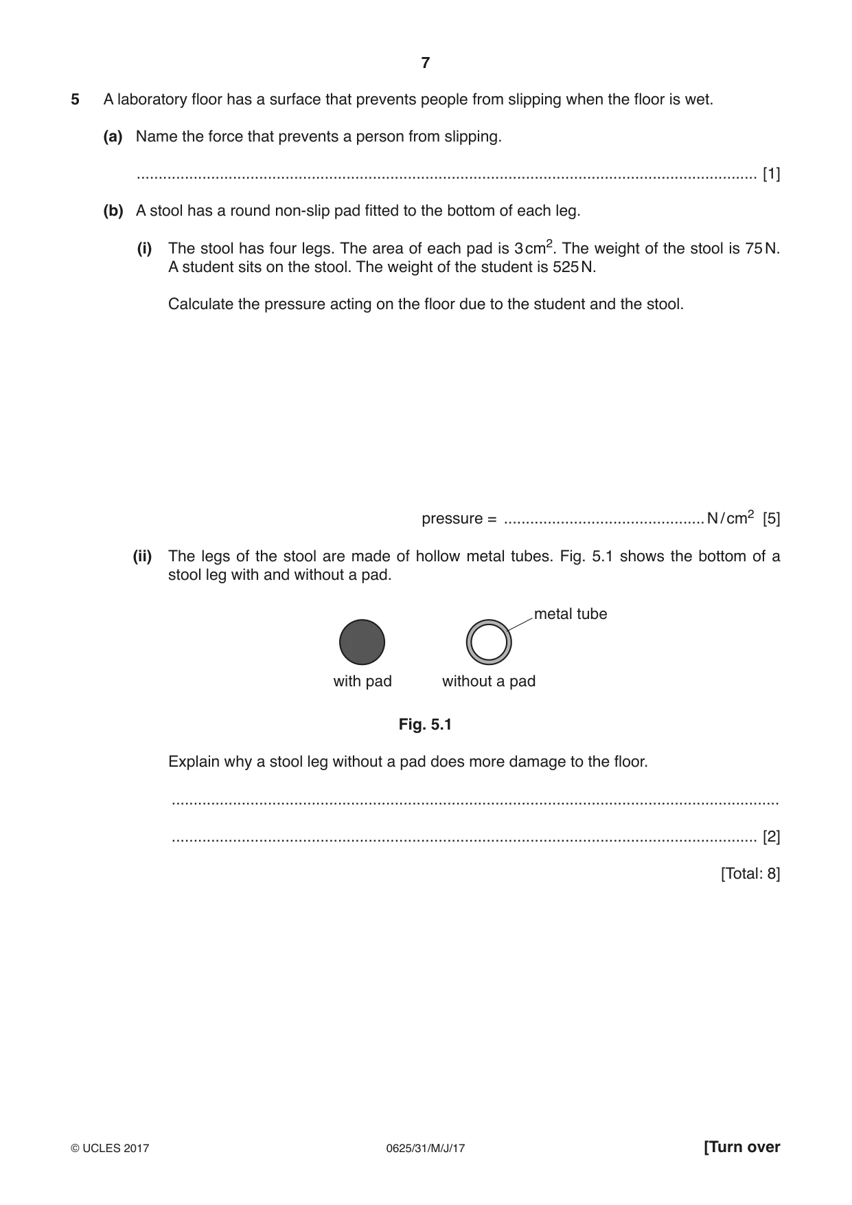 Cambridge IGCSE Physics 0625 2017 May/June Paper 3 · Variant 1 question paper, page 7 of 16