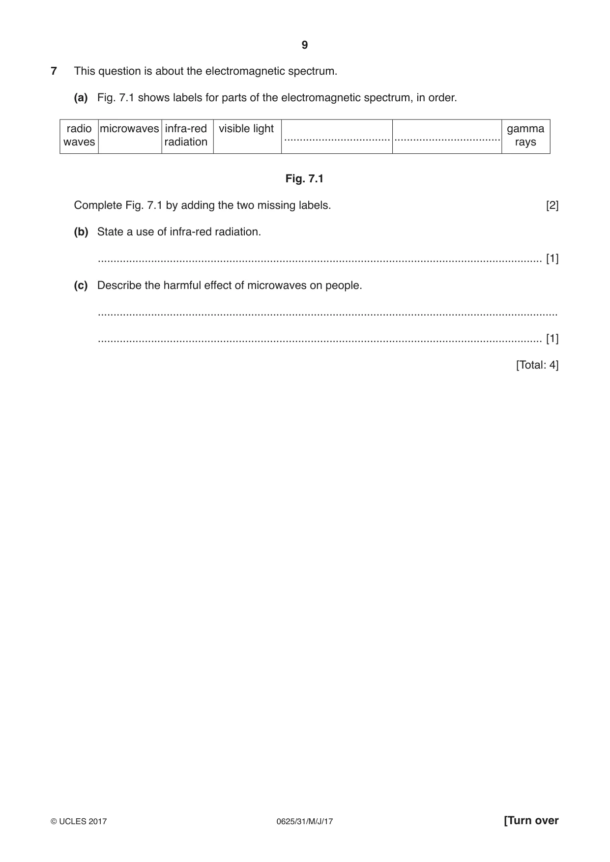 Cambridge IGCSE Physics 0625 2017 May/June Paper 3 · Variant 1 question paper, page 9 of 16