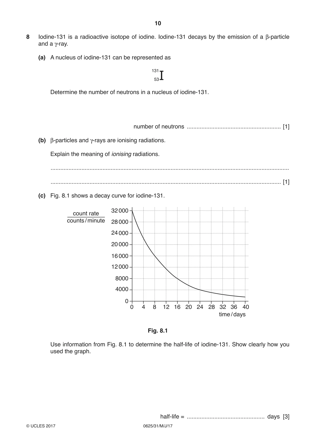 Cambridge IGCSE Physics 0625 2017 May/June Paper 3 · Variant 1 question paper, page 10 of 16