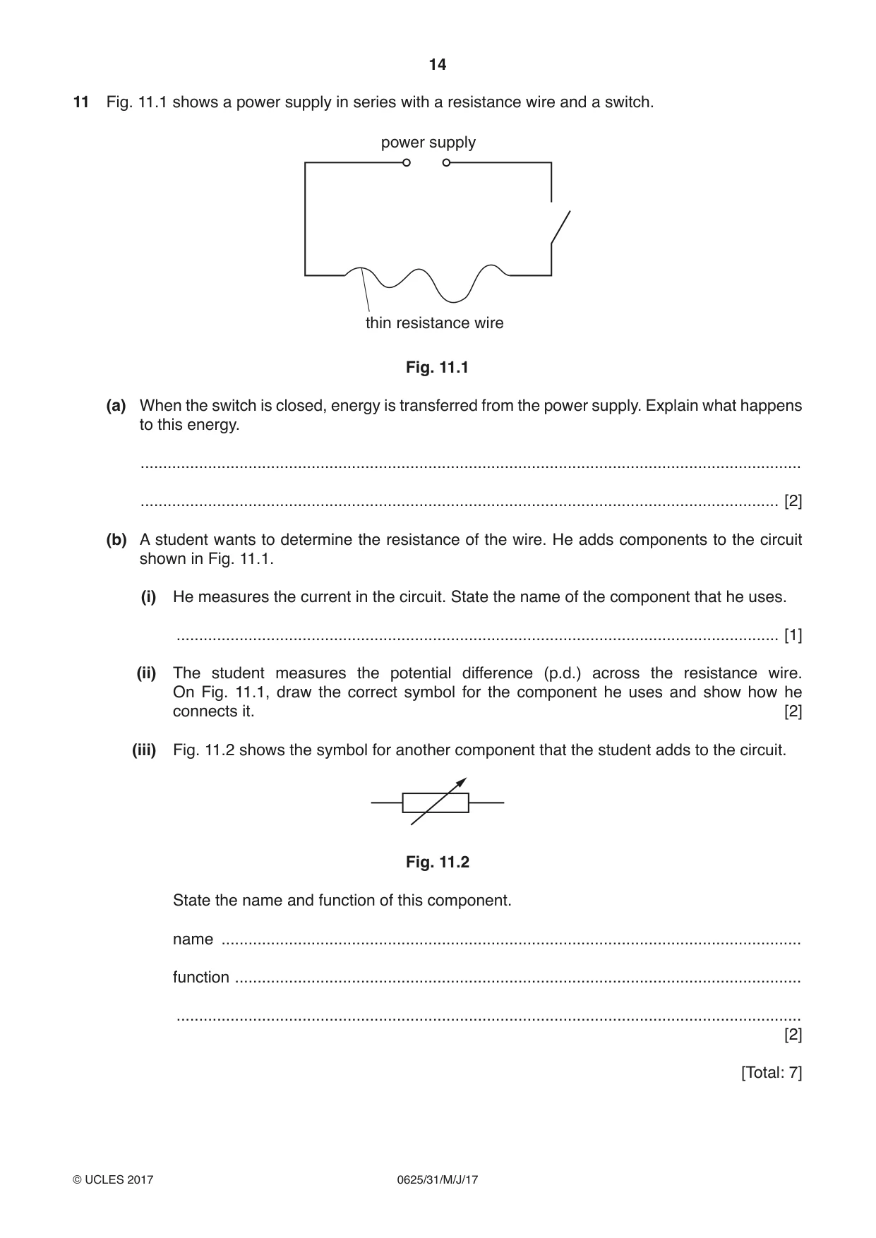 Cambridge IGCSE Physics 0625 2017 May/June Paper 3 · Variant 1 question paper, page 14 of 16