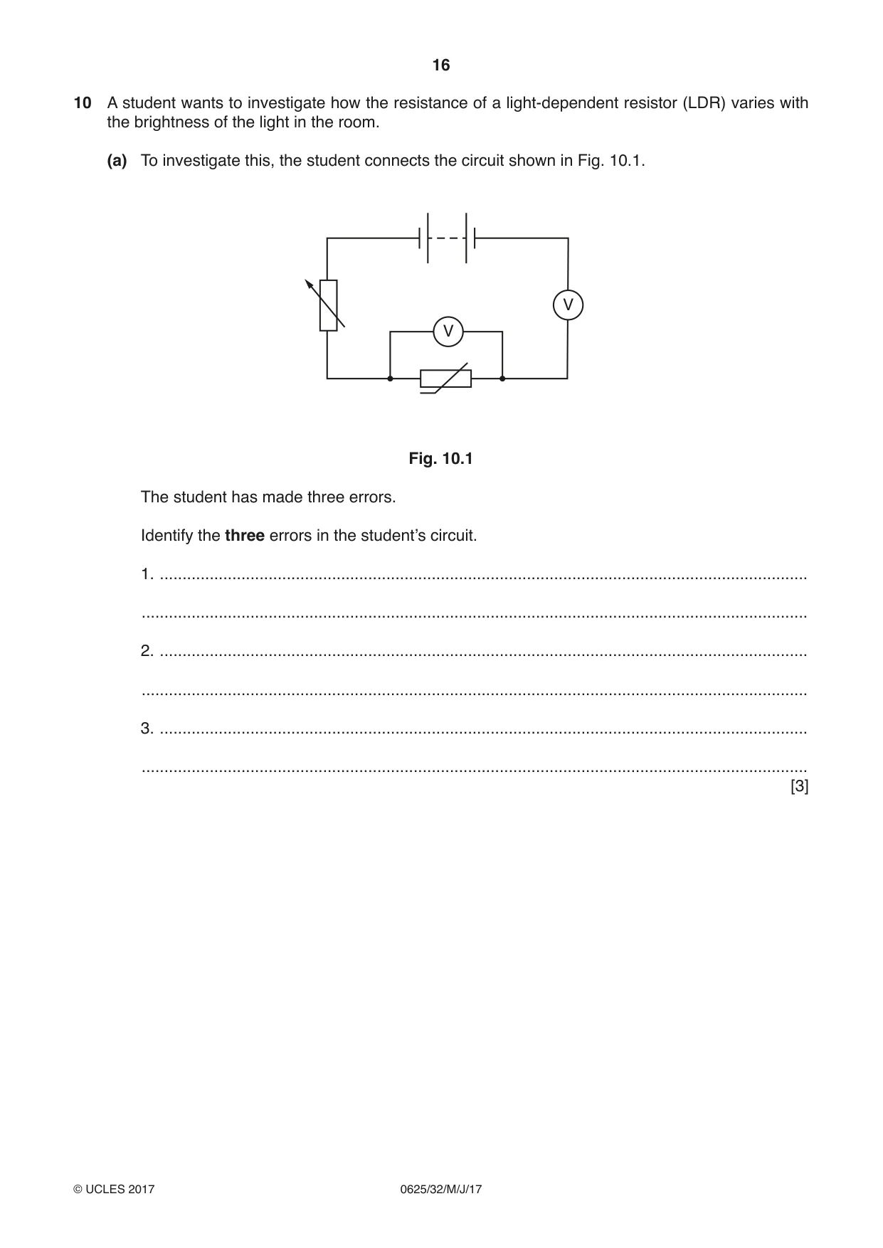 Cambridge IGCSE Physics 0625 2017 May/June Paper 3 · Variant 2 question paper, page 16 of 20