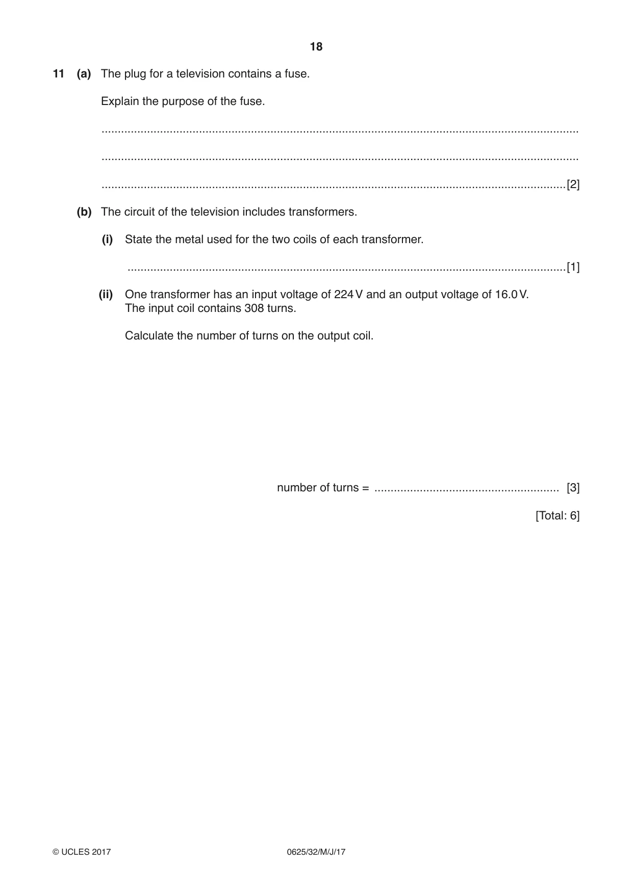 Cambridge IGCSE Physics 0625 2017 May/June Paper 3 · Variant 2 question paper, page 18 of 20