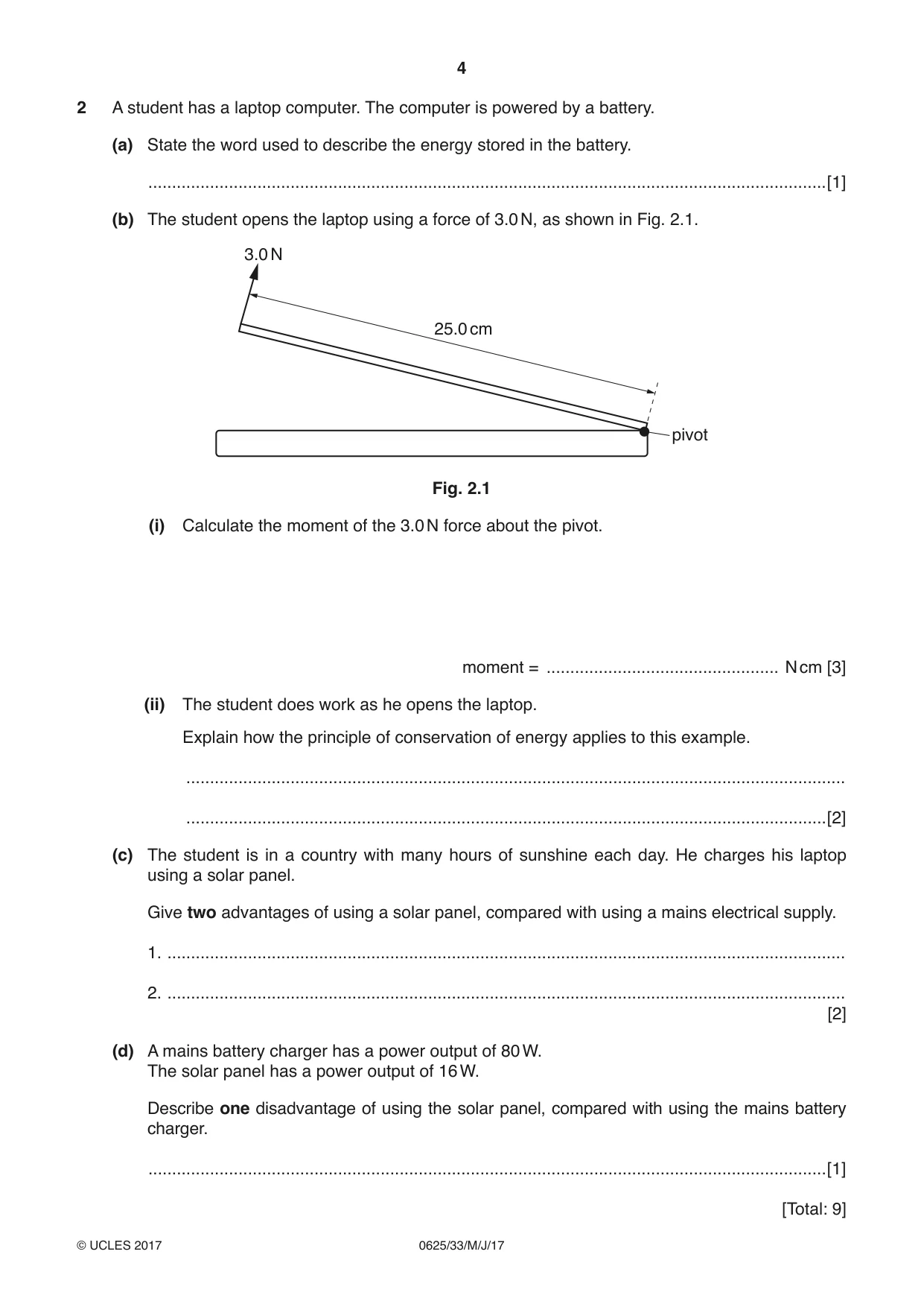 Cambridge IGCSE Physics 0625 2017 May/June Paper 3 · Variant 3 question paper, page 4 of 16