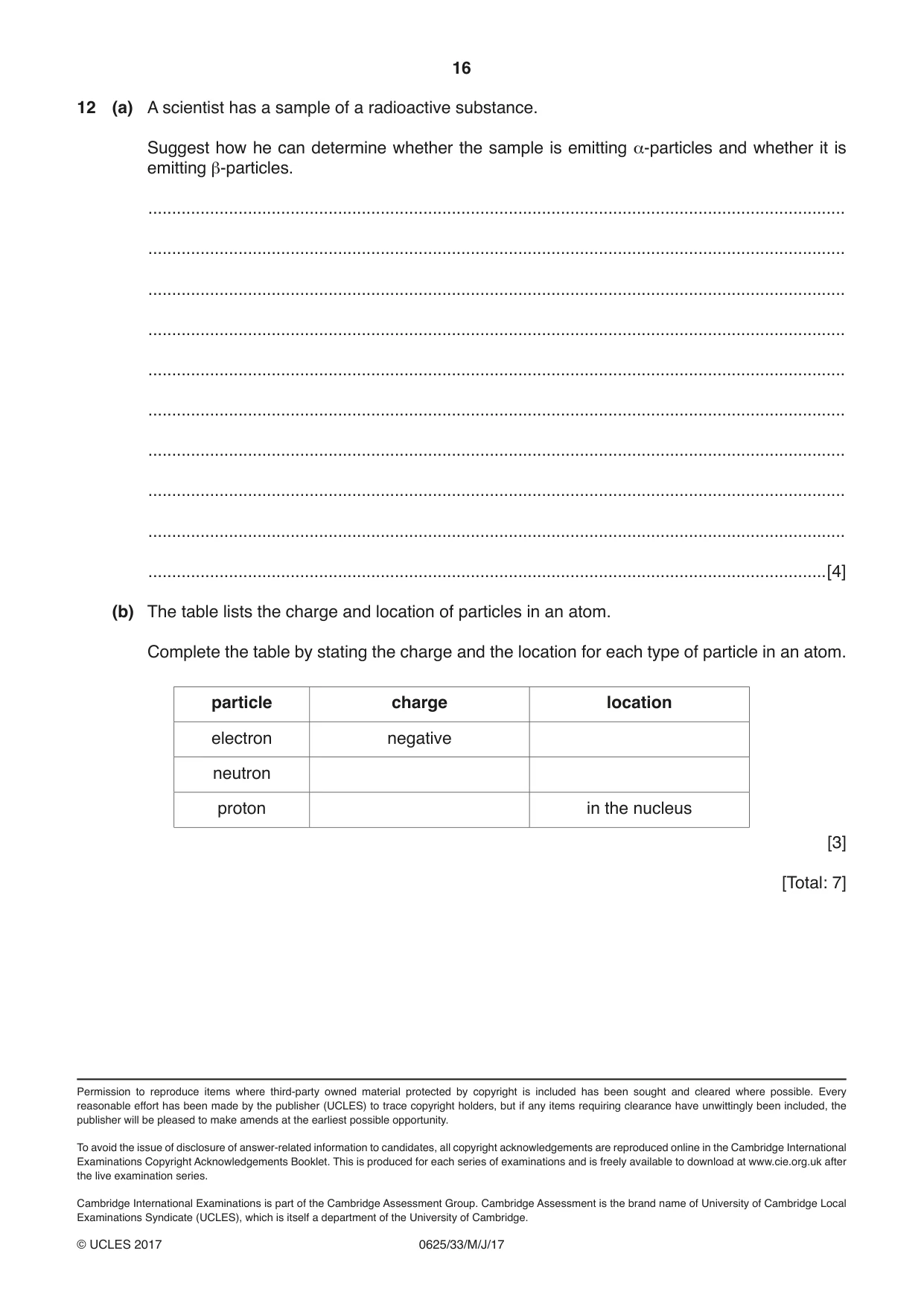 Cambridge IGCSE Physics 0625 2017 May/June Paper 3 · Variant 3 question paper, page 16 of 16