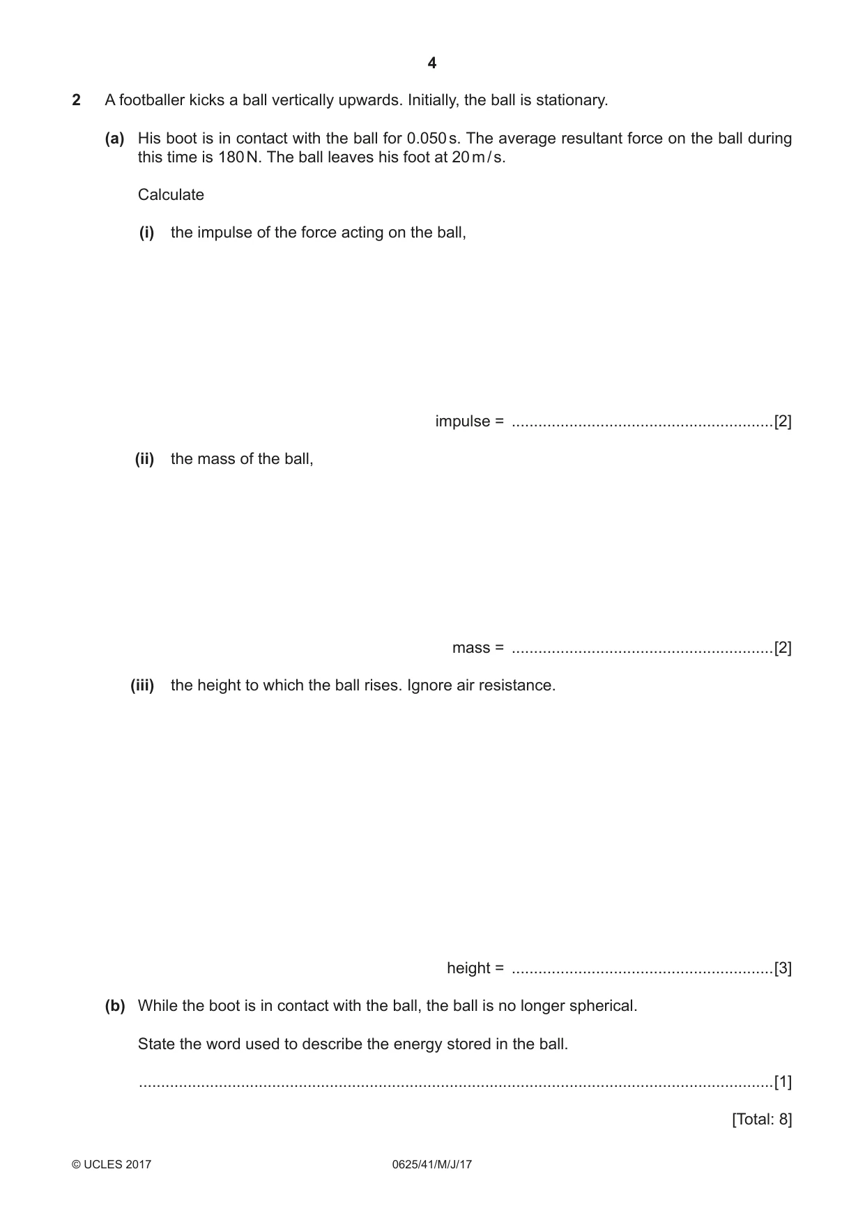 Cambridge IGCSE Physics 0625 2017 May/June Paper 4 · Variant 1 question paper, page 4 of 16