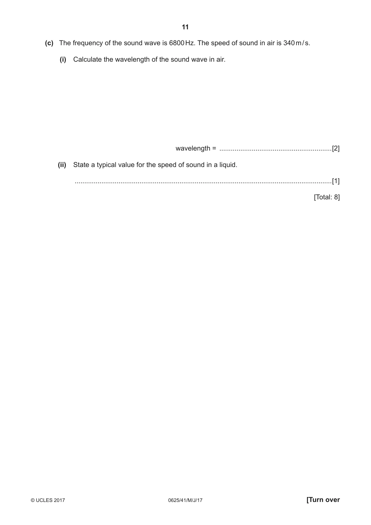 Cambridge IGCSE Physics 0625 2017 May/June Paper 4 · Variant 1 question paper, page 11 of 16
