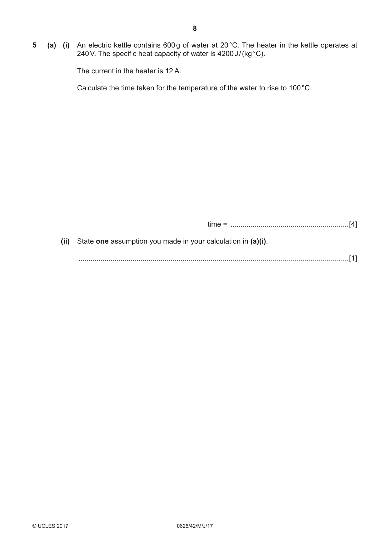 Cambridge IGCSE Physics 0625 2017 May/June Paper 4 · Variant 2 question paper, page 8 of 20