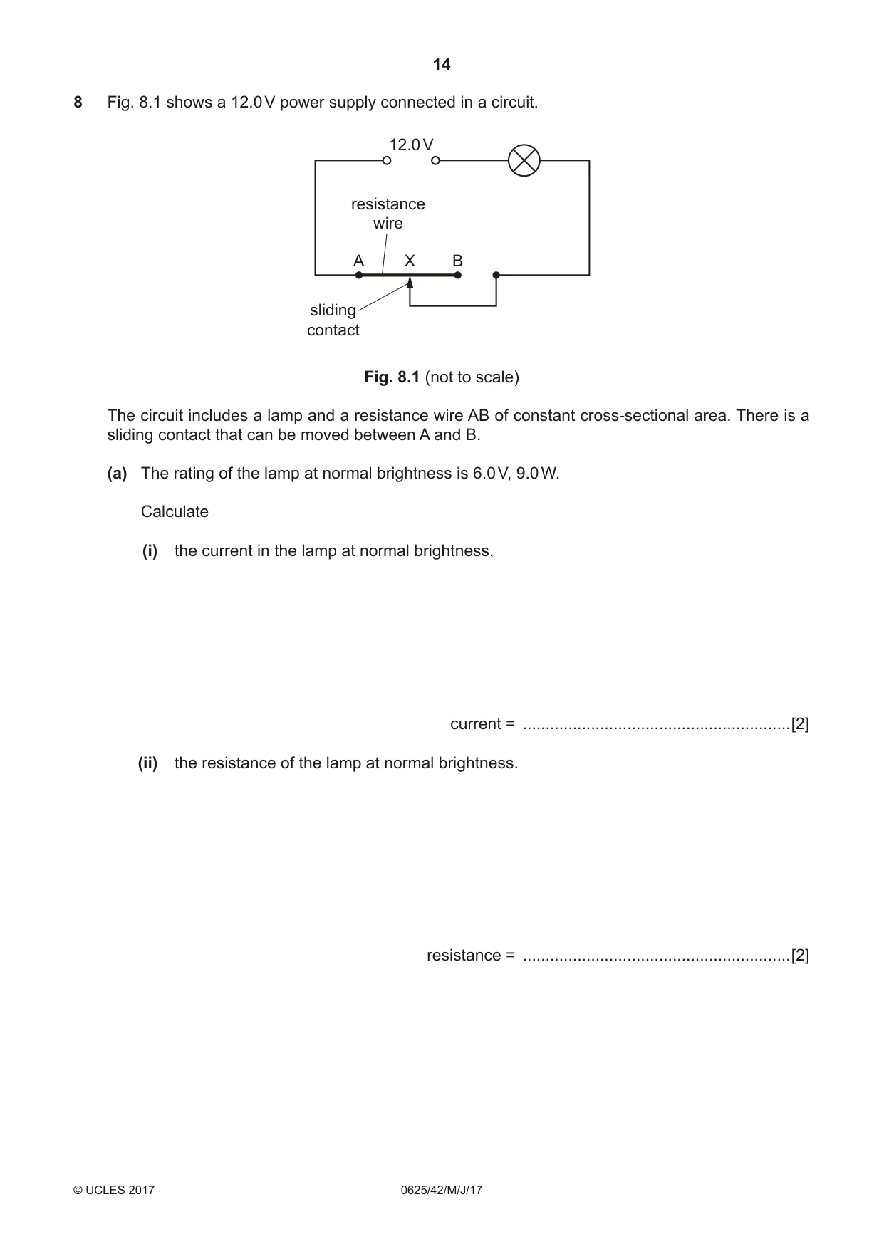 Cambridge IGCSE Physics 0625 2017 May/June Paper 4 · Variant 2 question paper, page 14 of 20