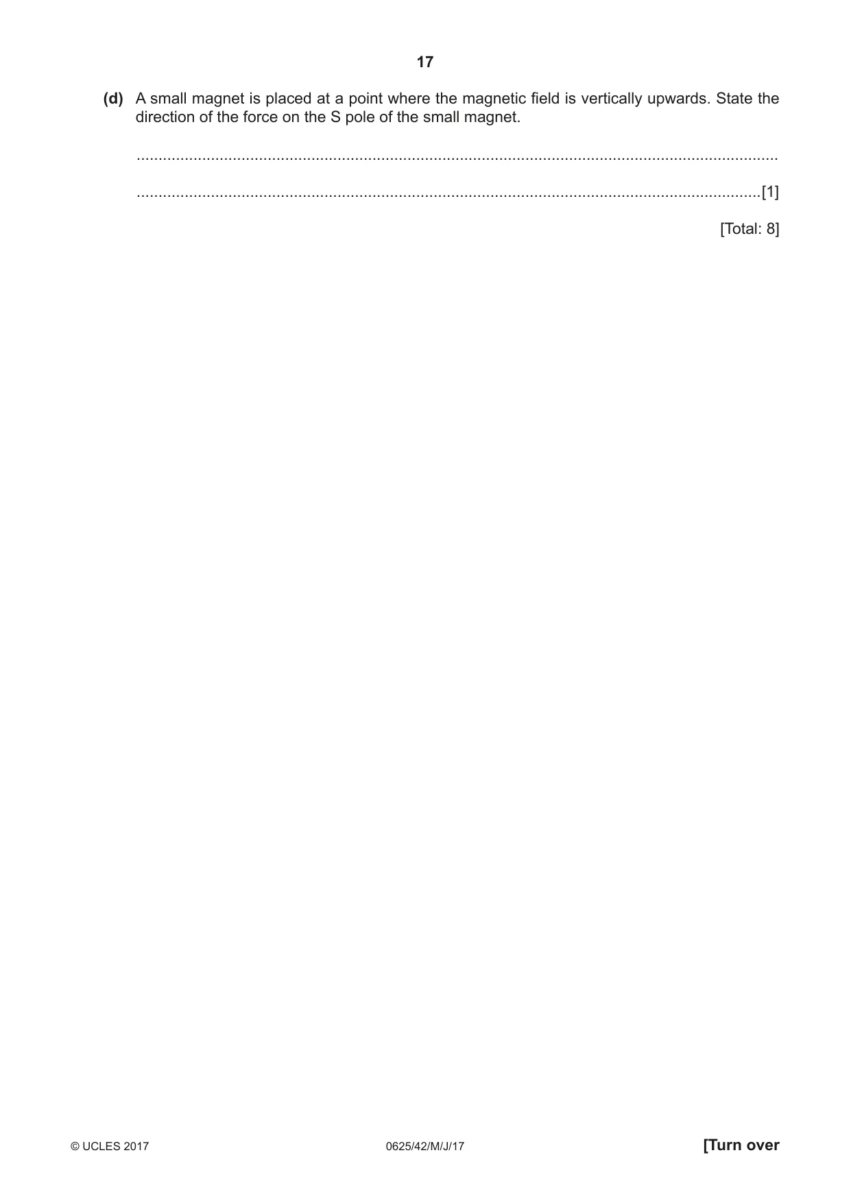 Cambridge IGCSE Physics 0625 2017 May/June Paper 4 · Variant 2 question paper, page 17 of 20