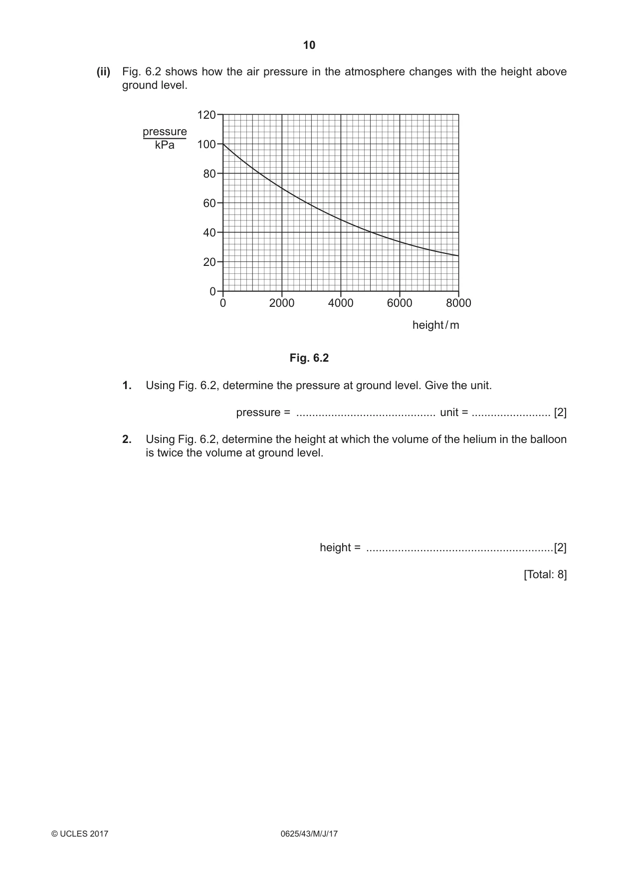 Cambridge IGCSE Physics 0625 2017 May/June Paper 4 · Variant 3 question paper, page 10 of 20