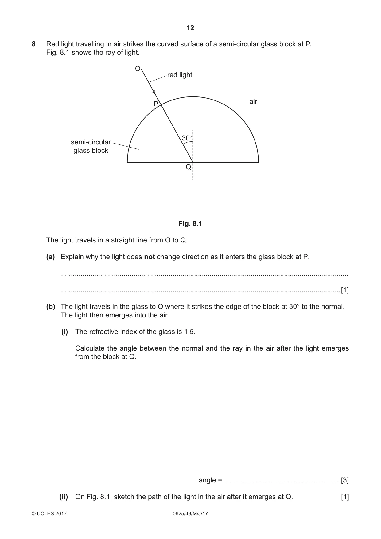 Cambridge IGCSE Physics 0625 2017 May/June Paper 4 · Variant 3 question paper, page 12 of 20