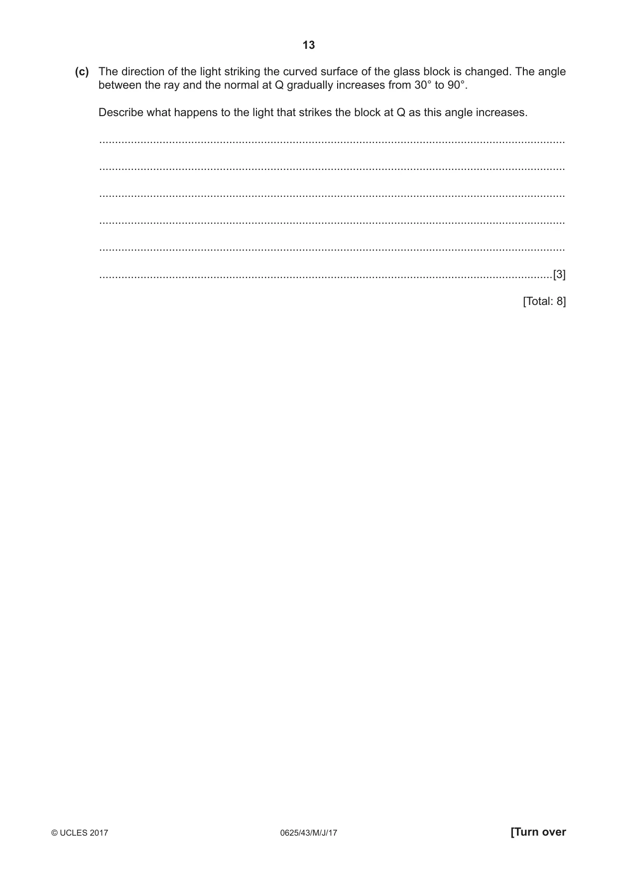 Cambridge IGCSE Physics 0625 2017 May/June Paper 4 · Variant 3 question paper, page 13 of 20