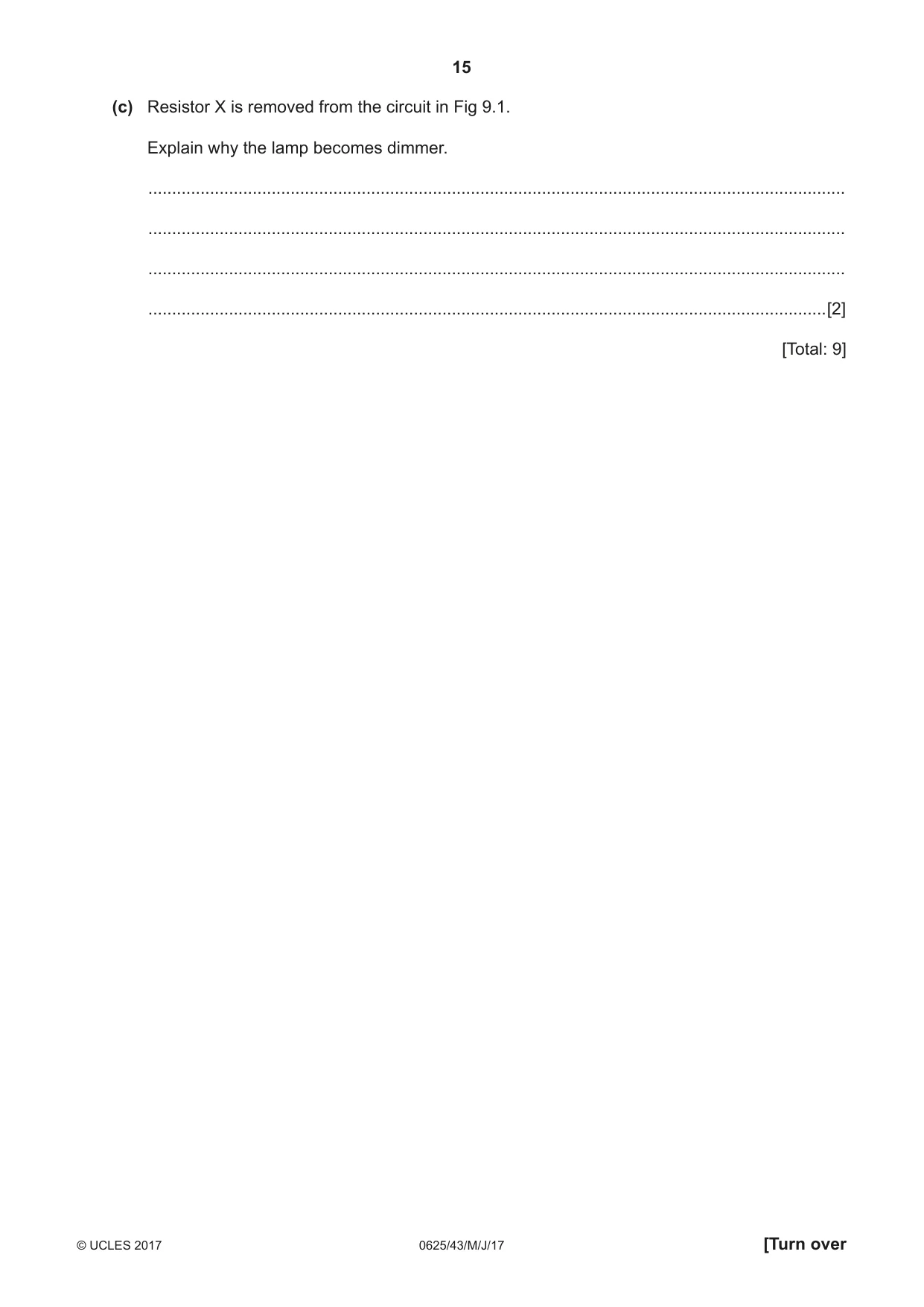 Cambridge IGCSE Physics 0625 2017 May/June Paper 4 · Variant 3 question paper, page 15 of 20