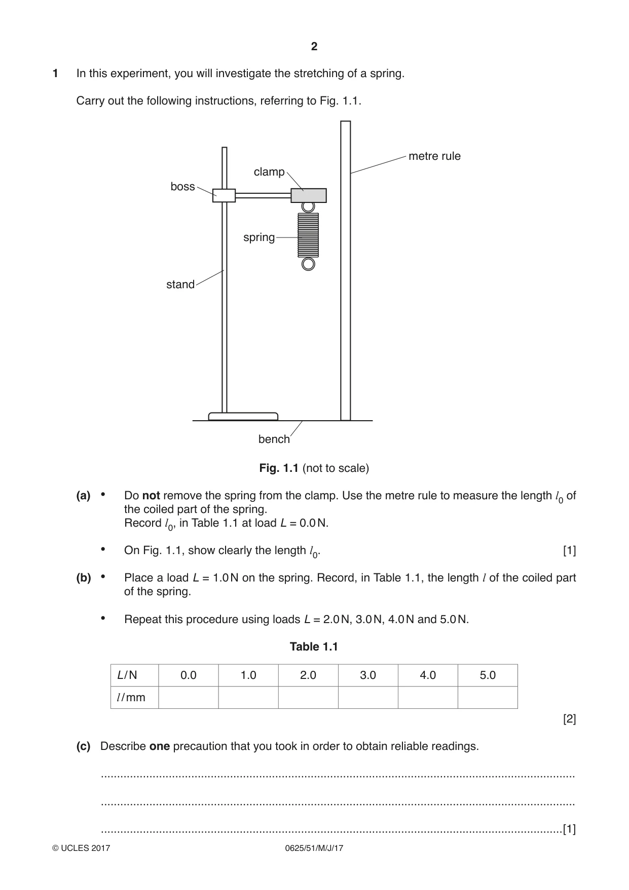 Cambridge IGCSE Physics 0625 2017 May/June Paper 5 · Variant 1 question paper, page 2 of 12