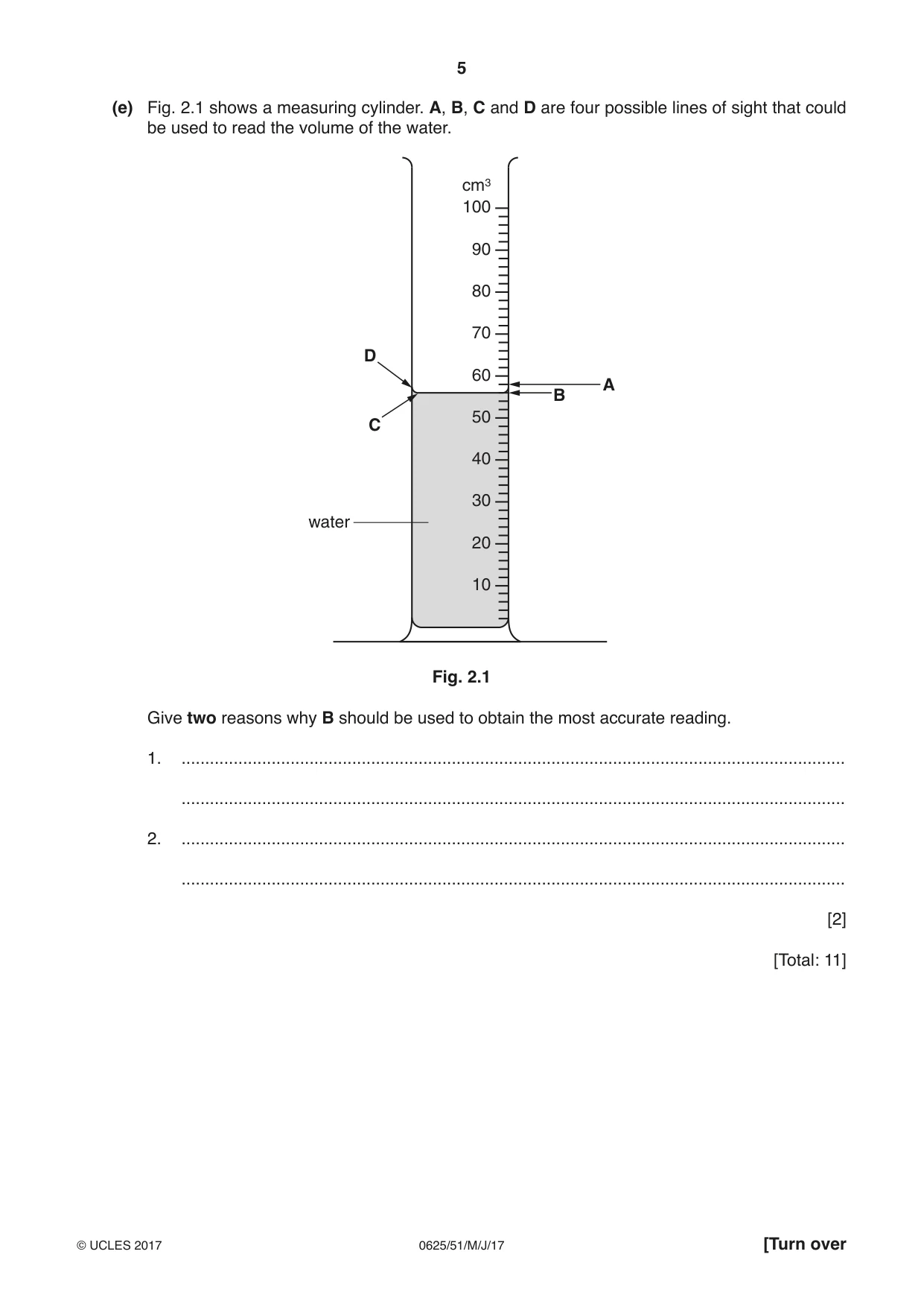 Cambridge IGCSE Physics 0625 2017 May/June Paper 5 · Variant 1 question paper, page 5 of 12
