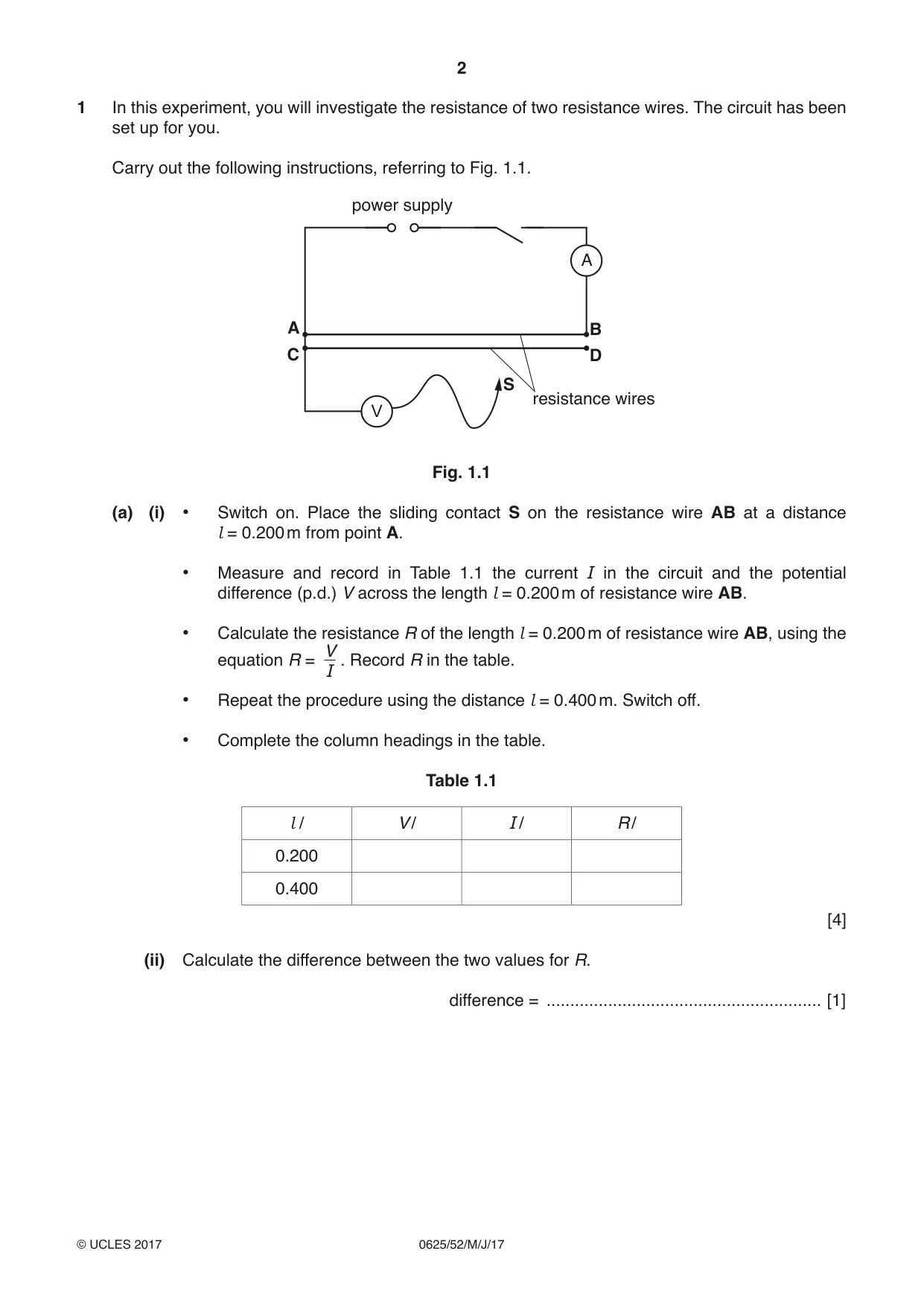 Cambridge IGCSE Physics 0625 2017 May/June Paper 5 · Variant 2 question paper, page 2 of 12