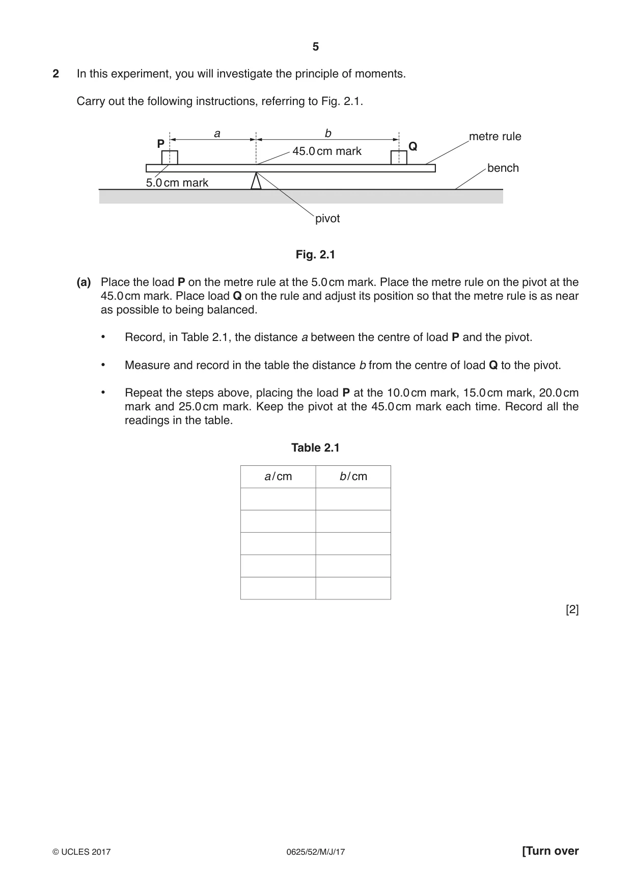 Cambridge IGCSE Physics 0625 2017 May/June Paper 5 · Variant 2 question paper, page 5 of 12
