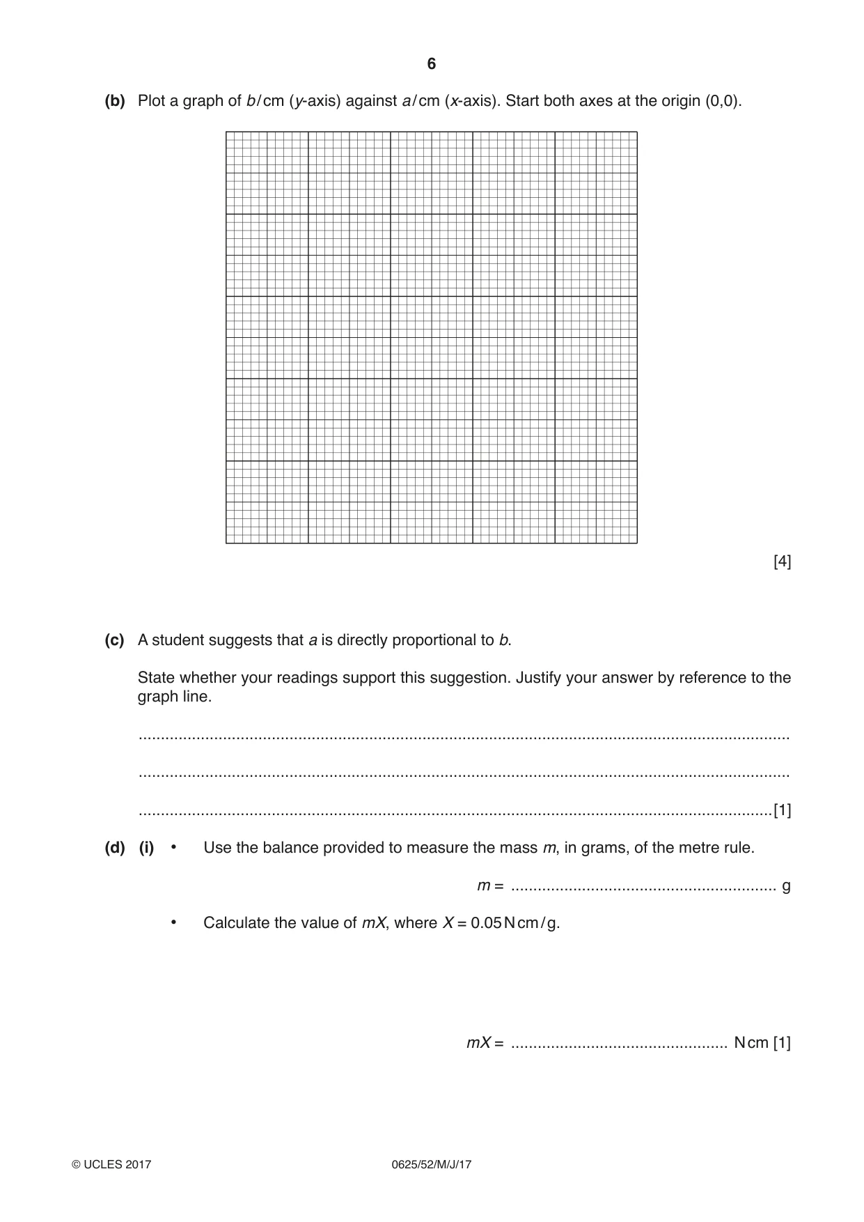 Cambridge IGCSE Physics 0625 2017 May/June Paper 5 · Variant 2 question paper, page 6 of 12