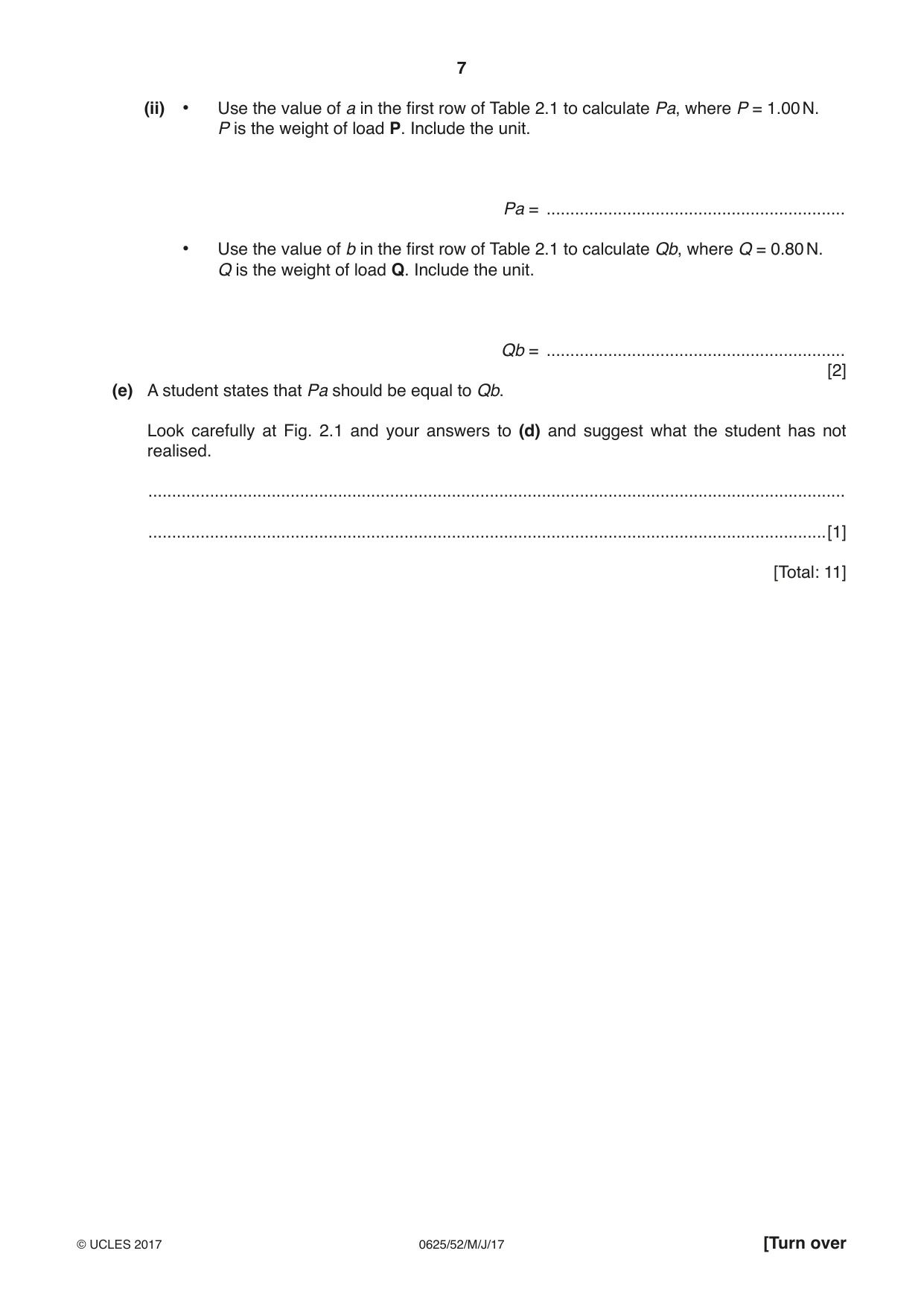 Cambridge IGCSE Physics 0625 2017 May/June Paper 5 · Variant 2 question paper, page 7 of 12