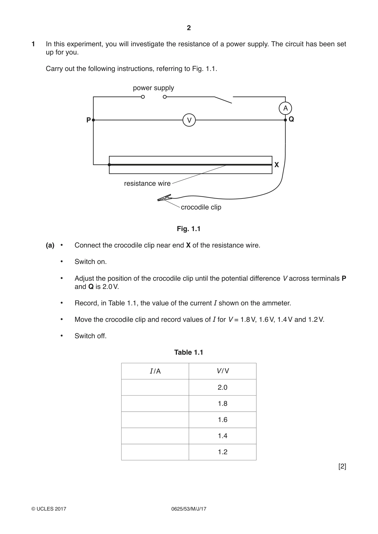 Cambridge IGCSE Physics 0625 2017 May/June Paper 5 · Variant 3 question paper, page 2 of 12
