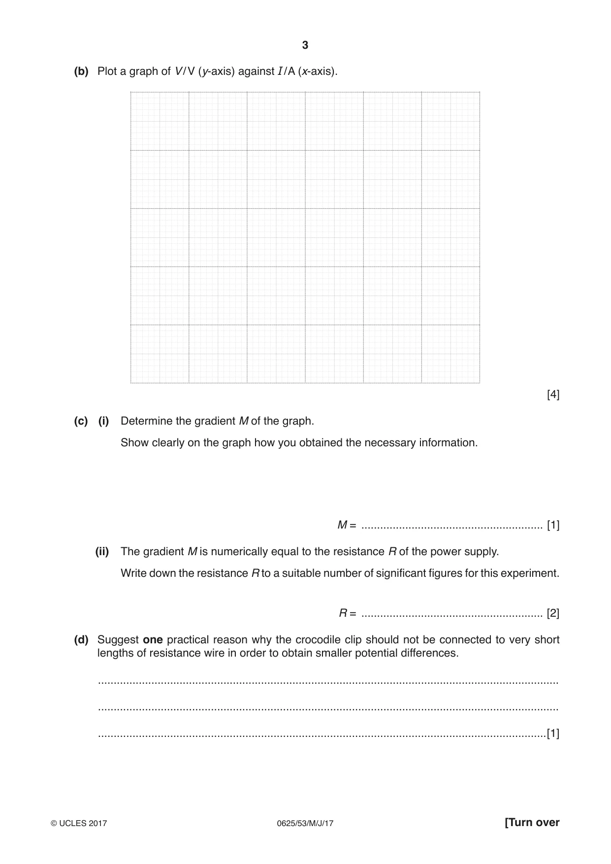 Cambridge IGCSE Physics 0625 2017 May/June Paper 5 · Variant 3 question paper, page 3 of 12