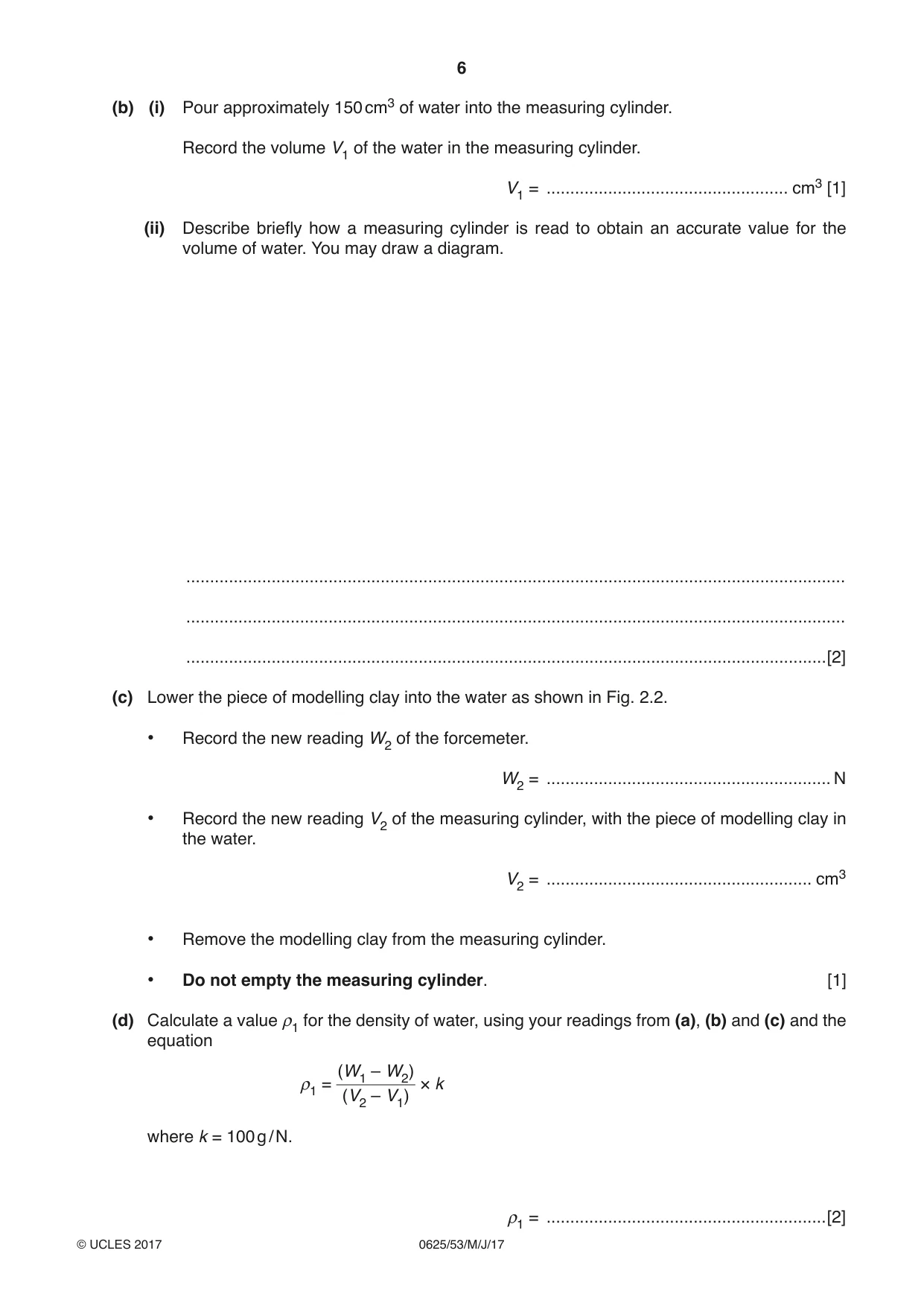 Cambridge IGCSE Physics 0625 2017 May/June Paper 5 · Variant 3 question paper, page 6 of 12