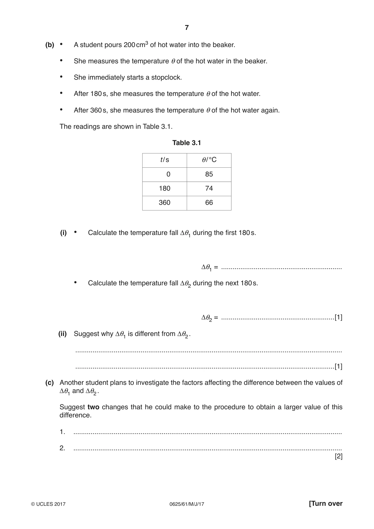 Cambridge IGCSE Physics 0625 2017 May/June Paper 6 · Variant 1 question paper, page 7 of 12