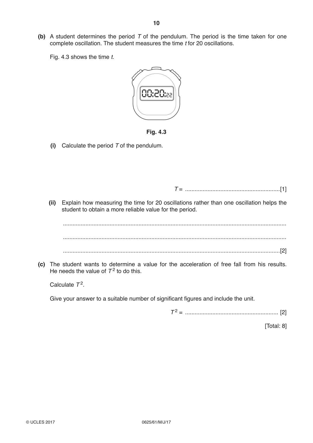 Cambridge IGCSE Physics 0625 2017 May/June Paper 6 · Variant 1 question paper, page 10 of 12