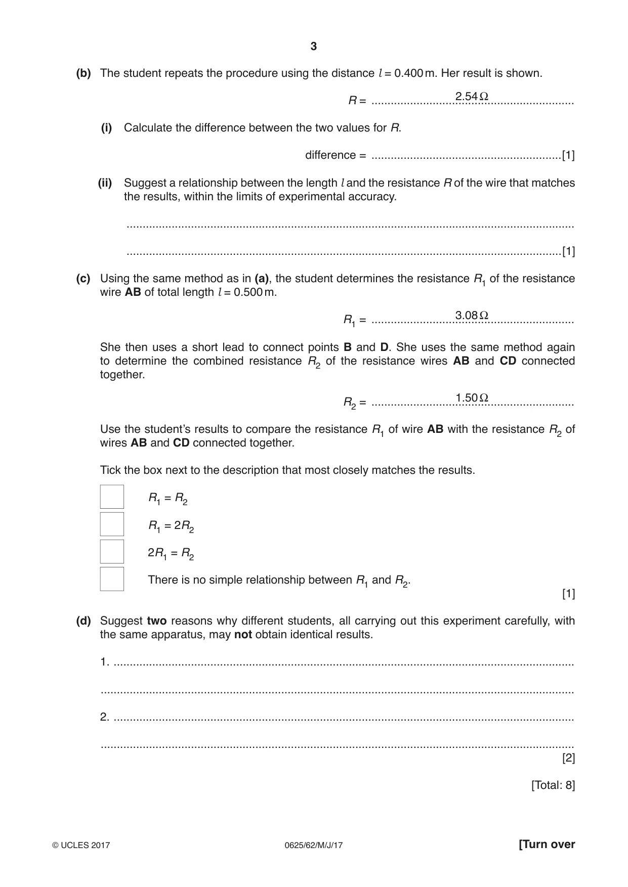 Cambridge IGCSE Physics 0625 2017 May/June Paper 6 · Variant 2 question paper, page 3 of 12