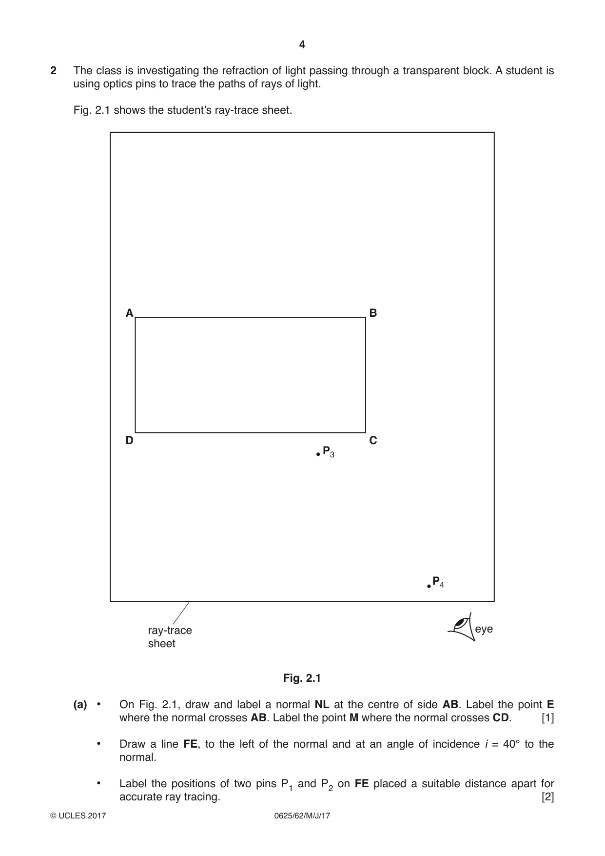 Cambridge IGCSE Physics 0625 2017 May/June Paper 6 · Variant 2 question paper, page 4 of 12