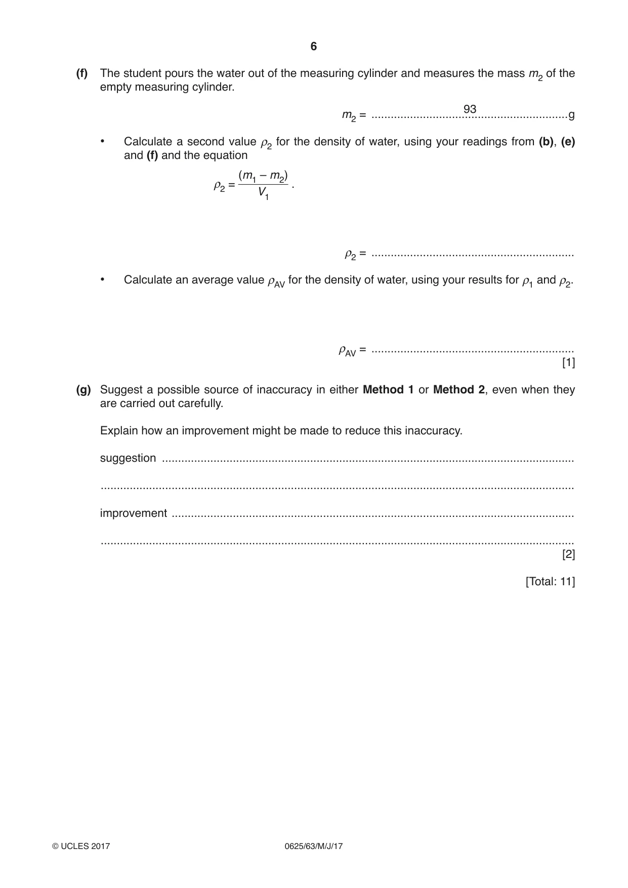 Cambridge IGCSE Physics 0625 2017 May/June Paper 6 · Variant 3 question paper, page 6 of 16