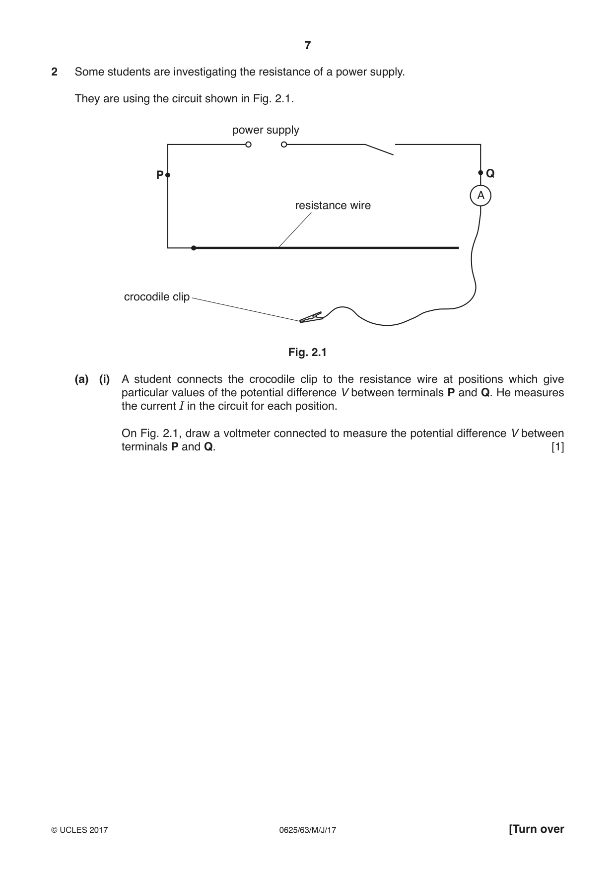 Cambridge IGCSE Physics 0625 2017 May/June Paper 6 · Variant 3 question paper, page 7 of 16