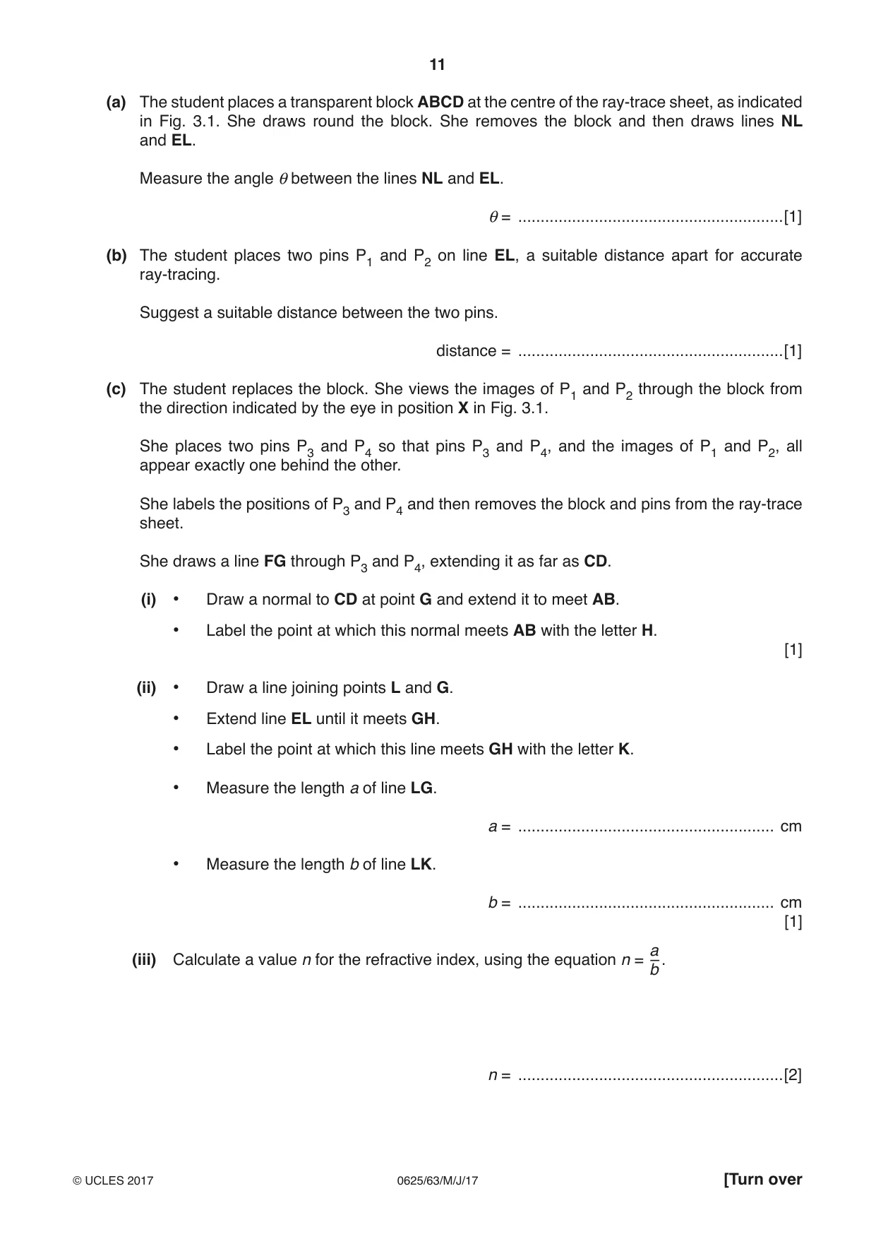 Cambridge IGCSE Physics 0625 2017 May/June Paper 6 · Variant 3 question paper, page 11 of 16