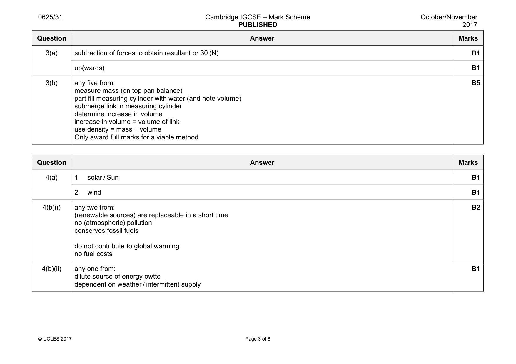 Mark scheme, page 3 of 8