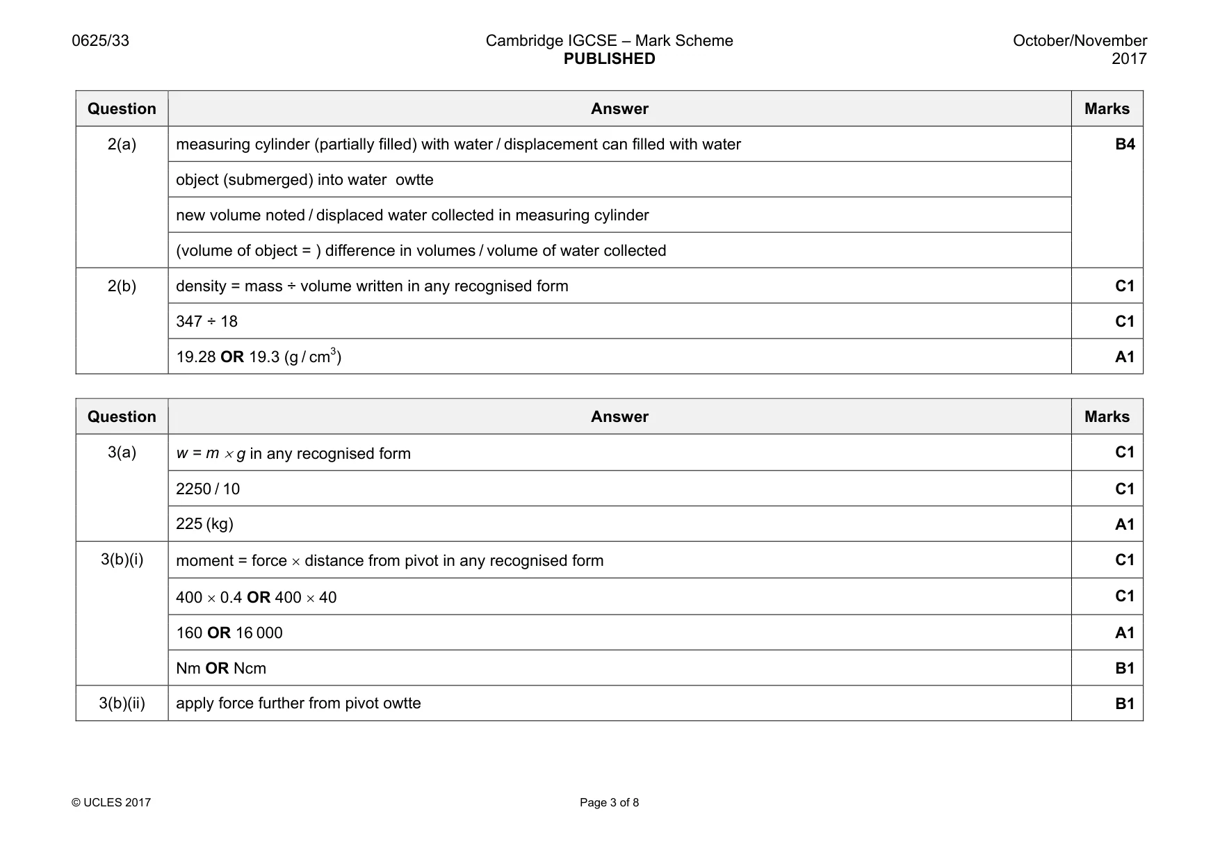 Mark scheme, page 3 of 8