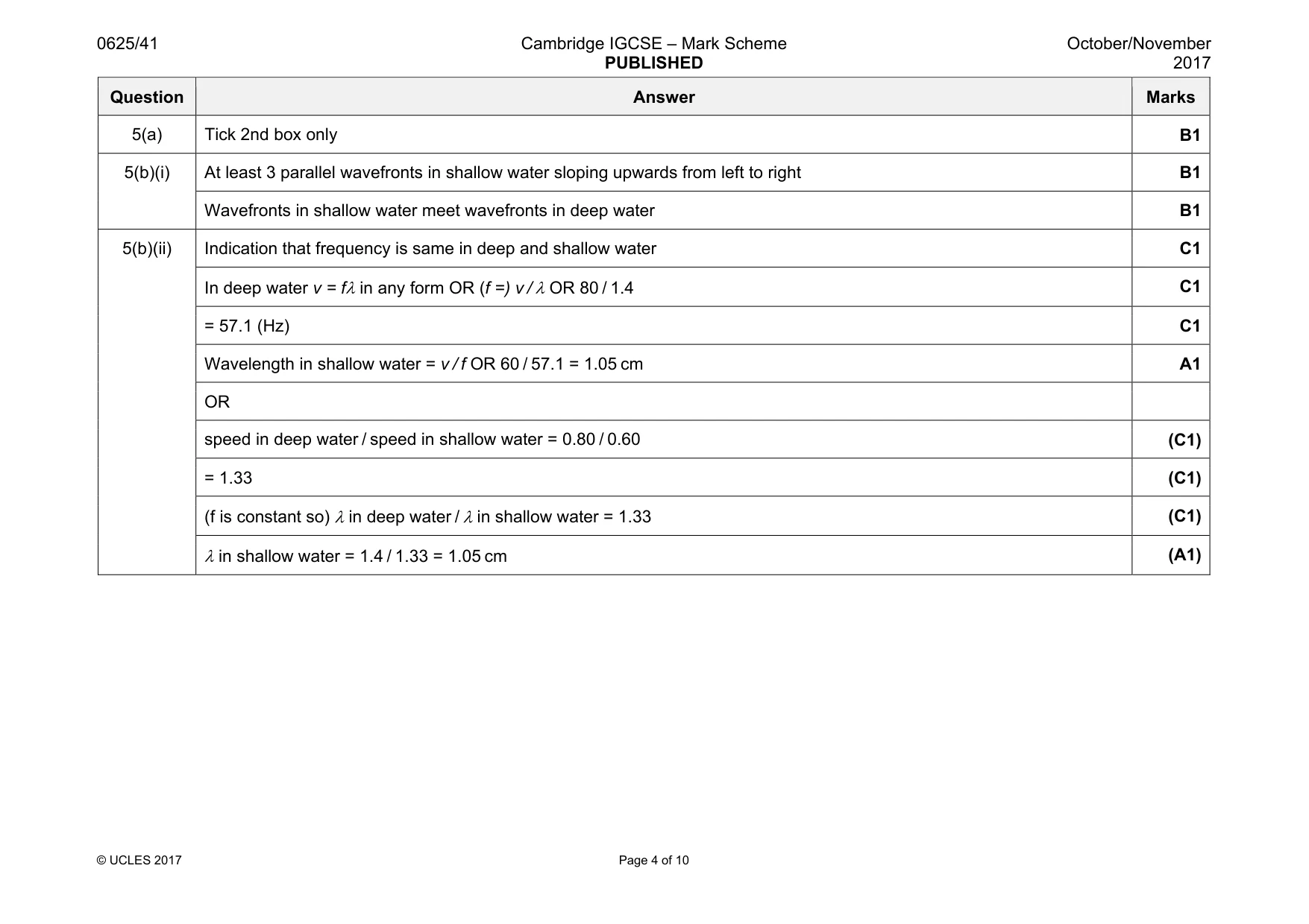 Mark scheme, page 4 of 10