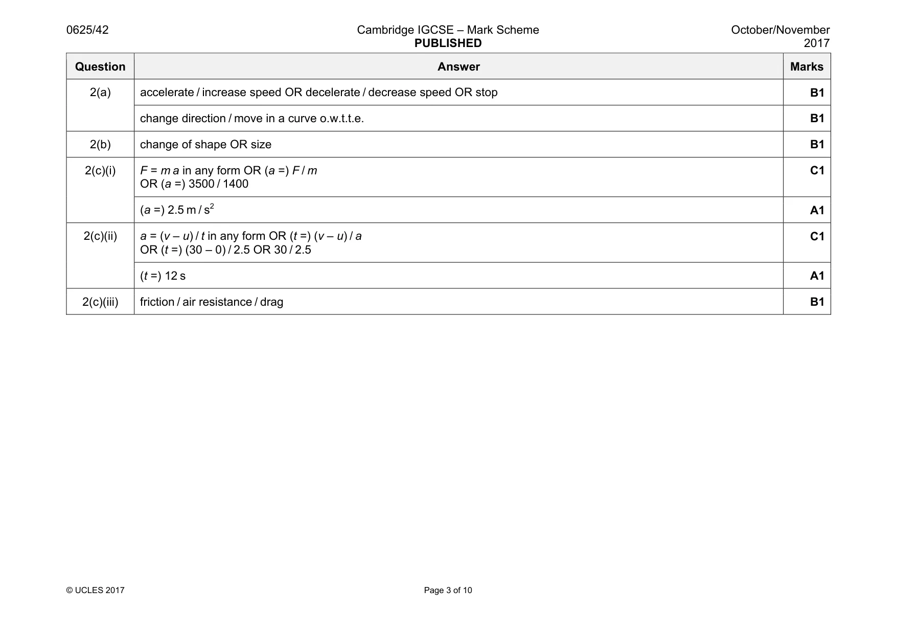 Mark scheme, page 3 of 10