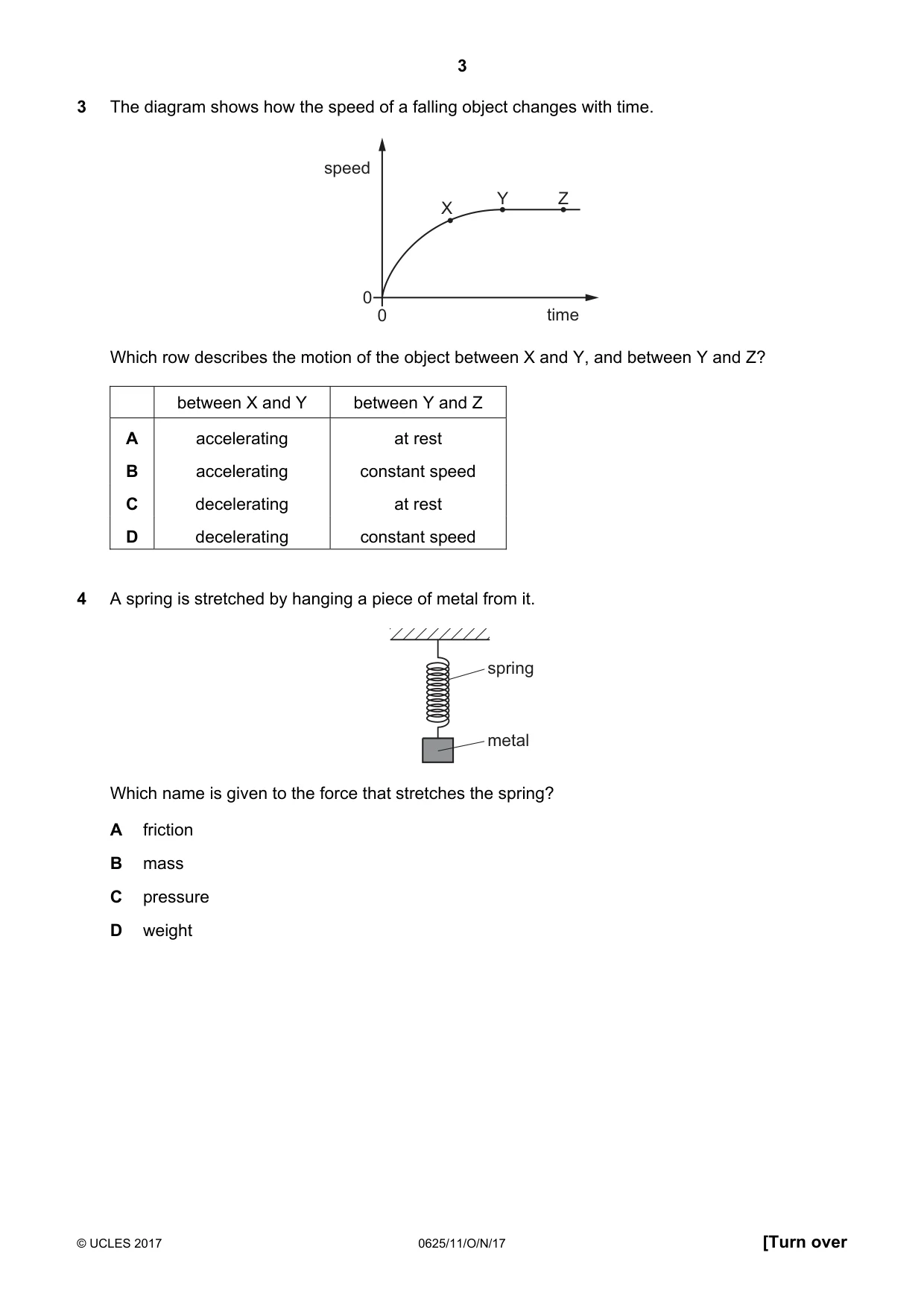 Cambridge IGCSE Physics 0625 2017 Oct/Nov Paper 1 · Variant 1 question paper, page 3 of 20