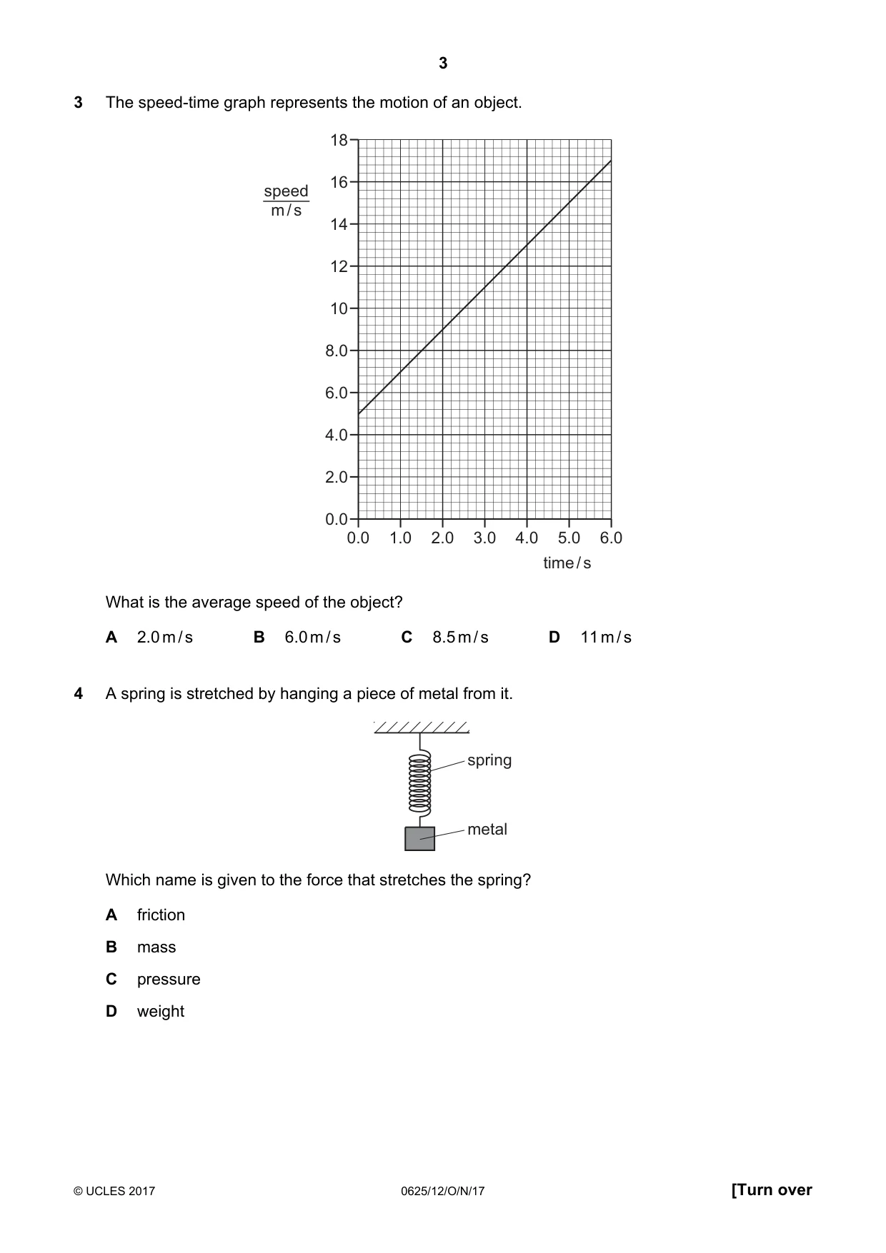 Cambridge IGCSE Physics 0625 2017 Oct/Nov Paper 1 · Variant 2 question paper, page 3 of 20