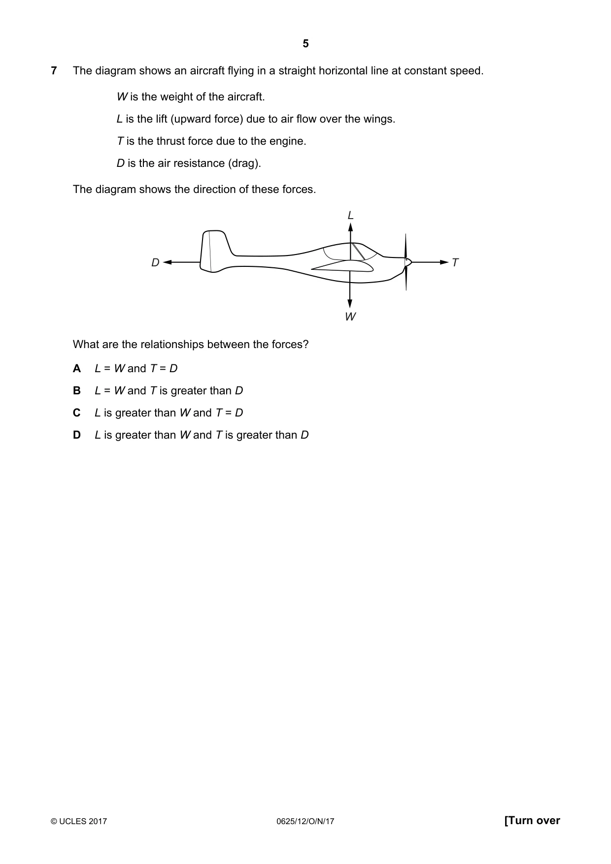 Cambridge IGCSE Physics 0625 2017 Oct/Nov Paper 1 · Variant 2 question paper, page 5 of 20