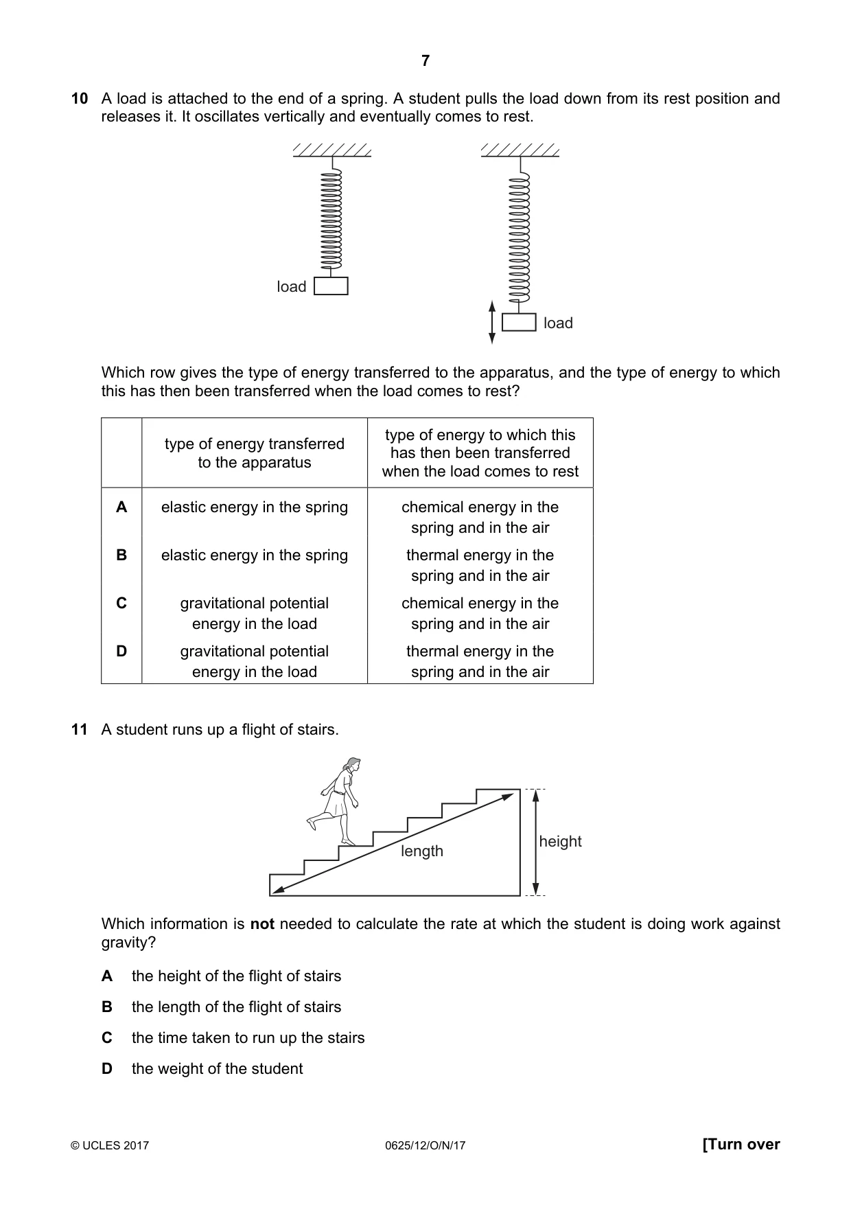 Cambridge IGCSE Physics 0625 2017 Oct/Nov Paper 1 · Variant 2 question paper, page 7 of 20