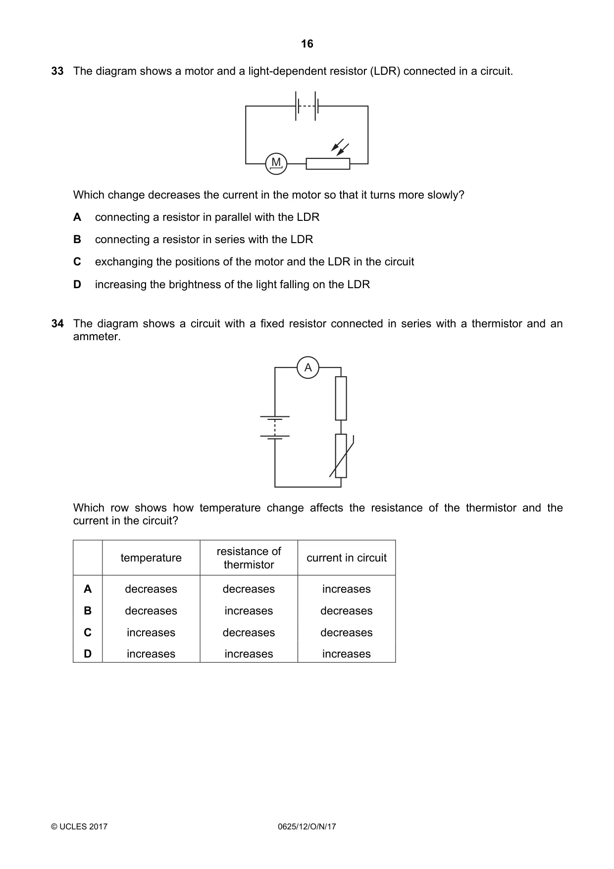 Cambridge IGCSE Physics 0625 2017 Oct/Nov Paper 1 · Variant 2 question paper, page 16 of 20