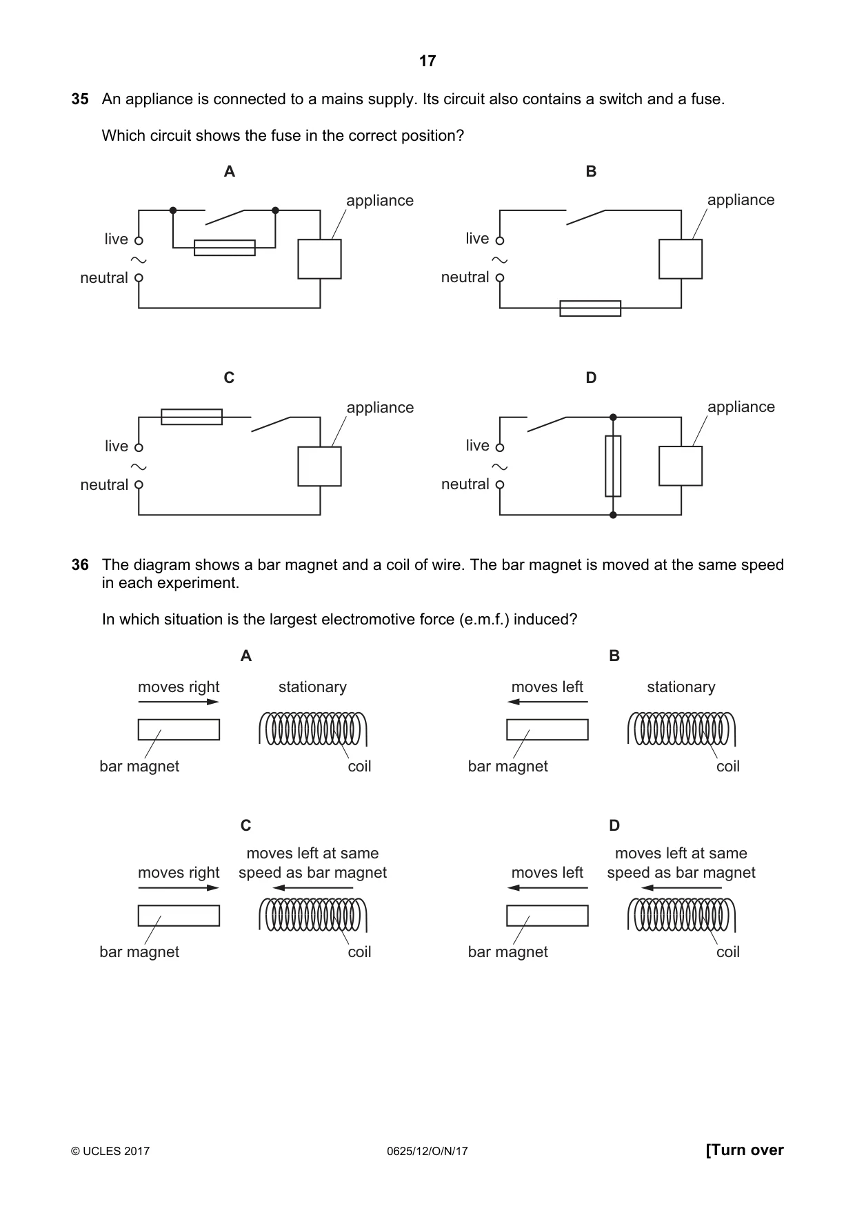 Cambridge IGCSE Physics 0625 2017 Oct/Nov Paper 1 · Variant 2 question paper, page 17 of 20