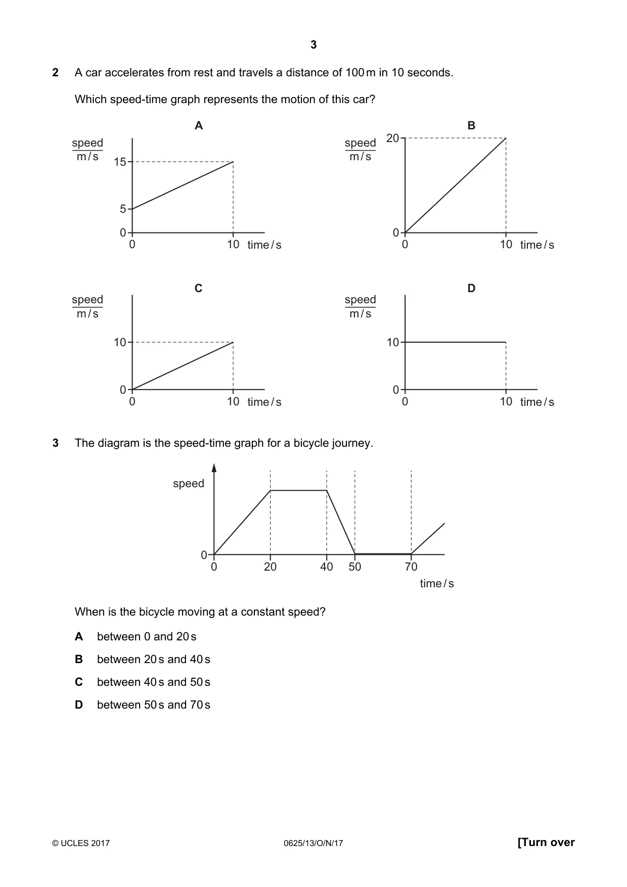 Cambridge IGCSE Physics 0625 2017 Oct/Nov Paper 1 · Variant 3 question paper, page 3 of 20