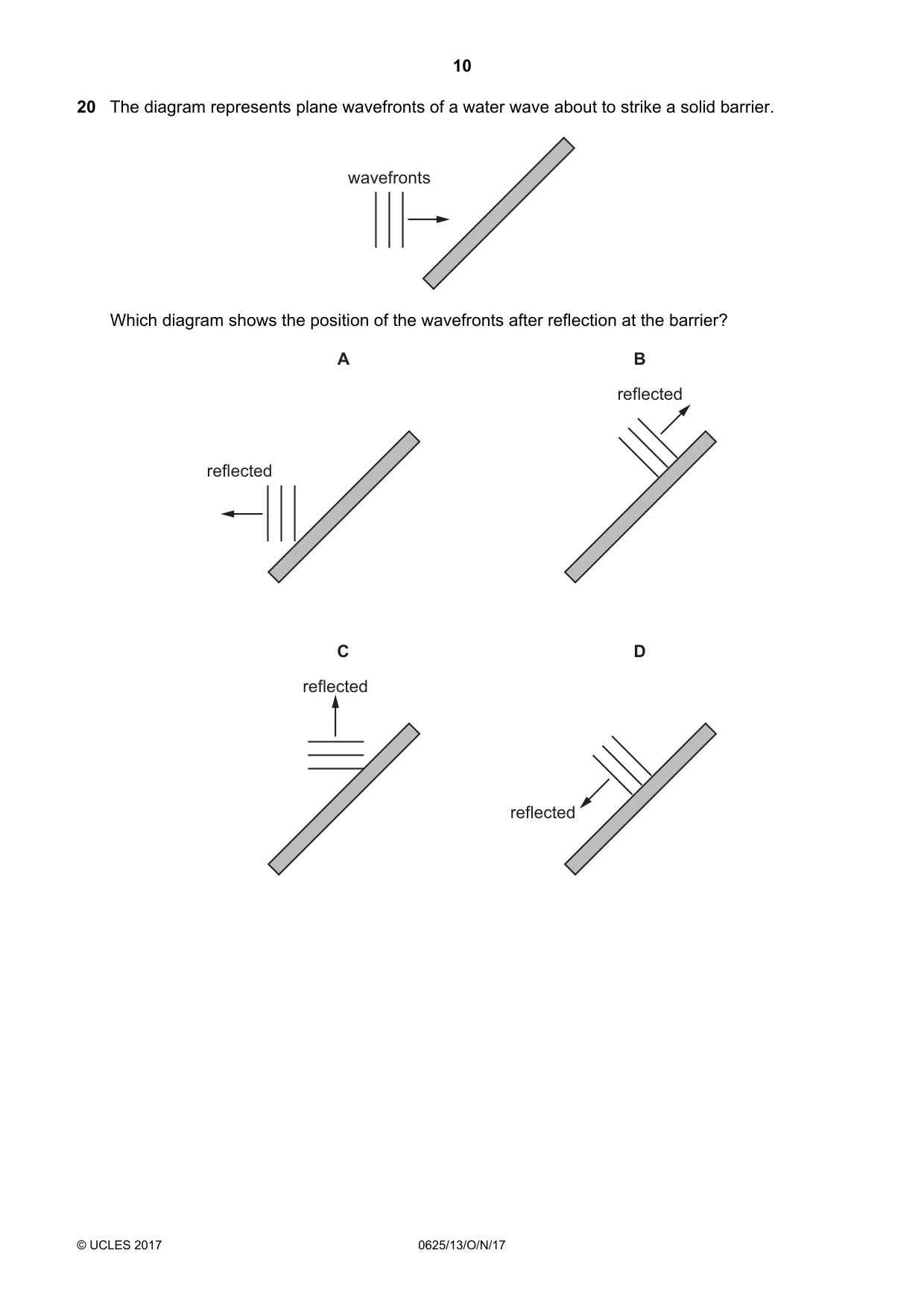 Cambridge IGCSE Physics 0625 2017 Oct/Nov Paper 1 · Variant 3 question paper, page 10 of 20