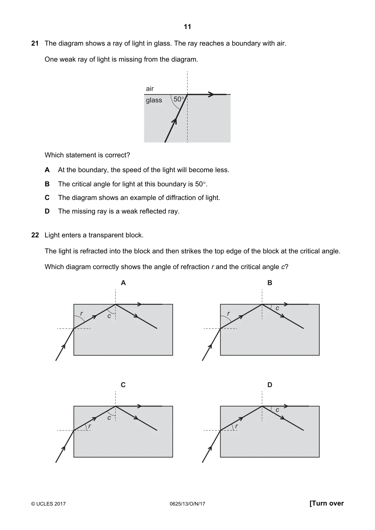 Cambridge IGCSE Physics 0625 2017 Oct/Nov Paper 1 · Variant 3 question paper, page 11 of 20