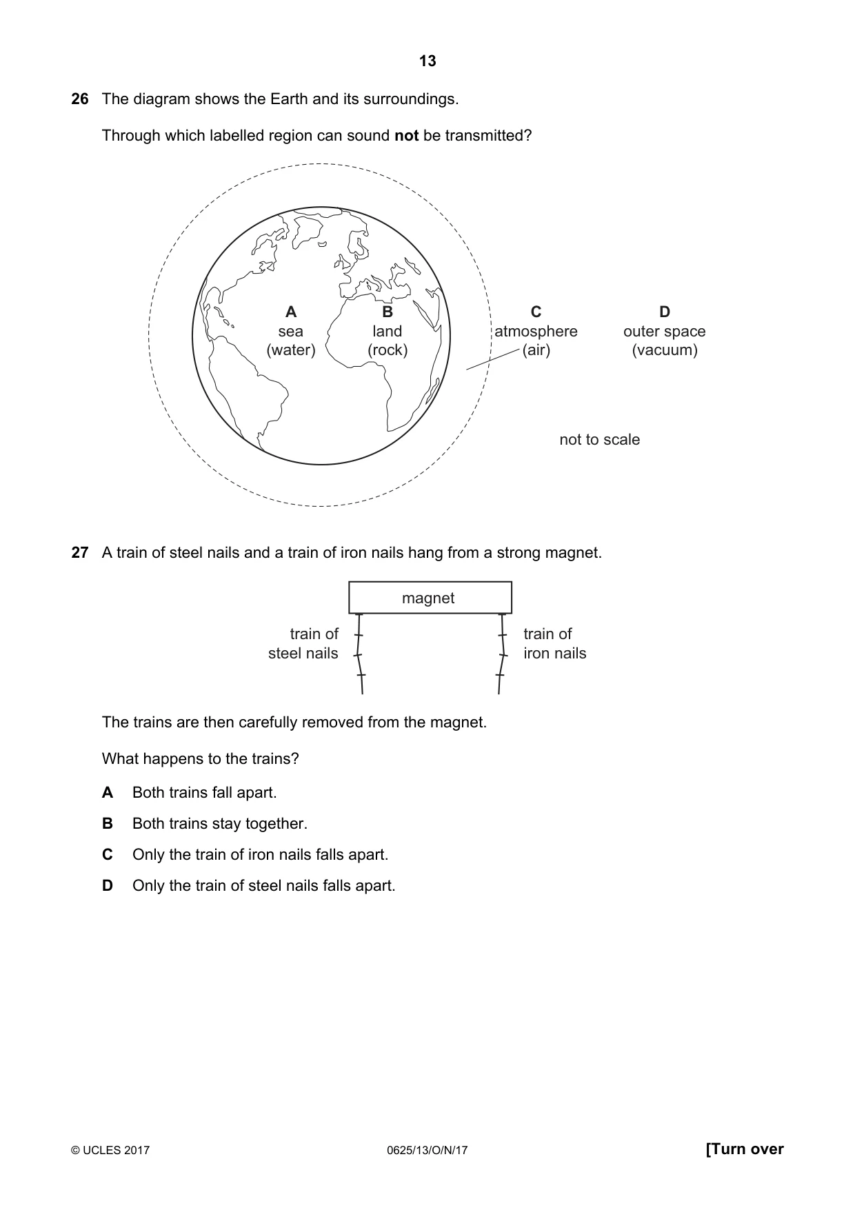 Cambridge IGCSE Physics 0625 2017 Oct/Nov Paper 1 · Variant 3 question paper, page 13 of 20