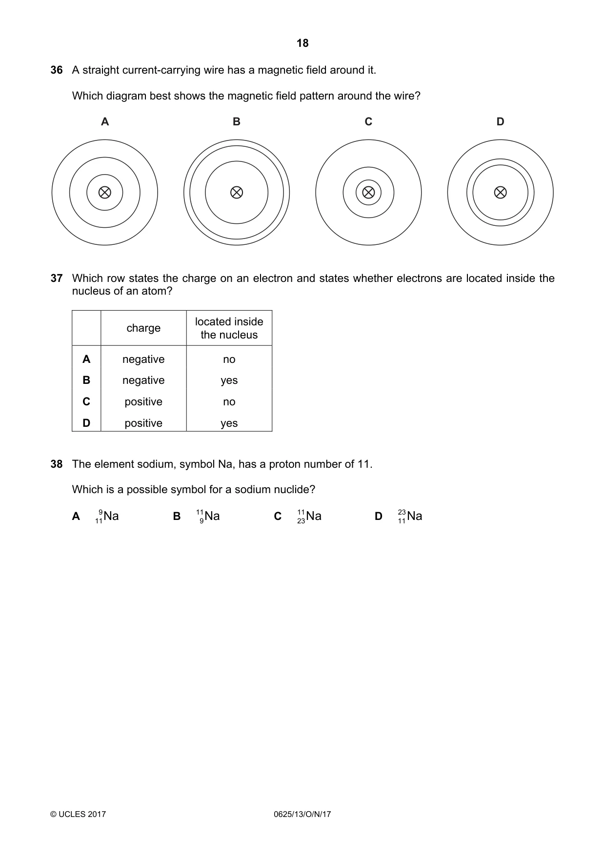 Cambridge IGCSE Physics 0625 2017 Oct/Nov Paper 1 · Variant 3 question paper, page 18 of 20